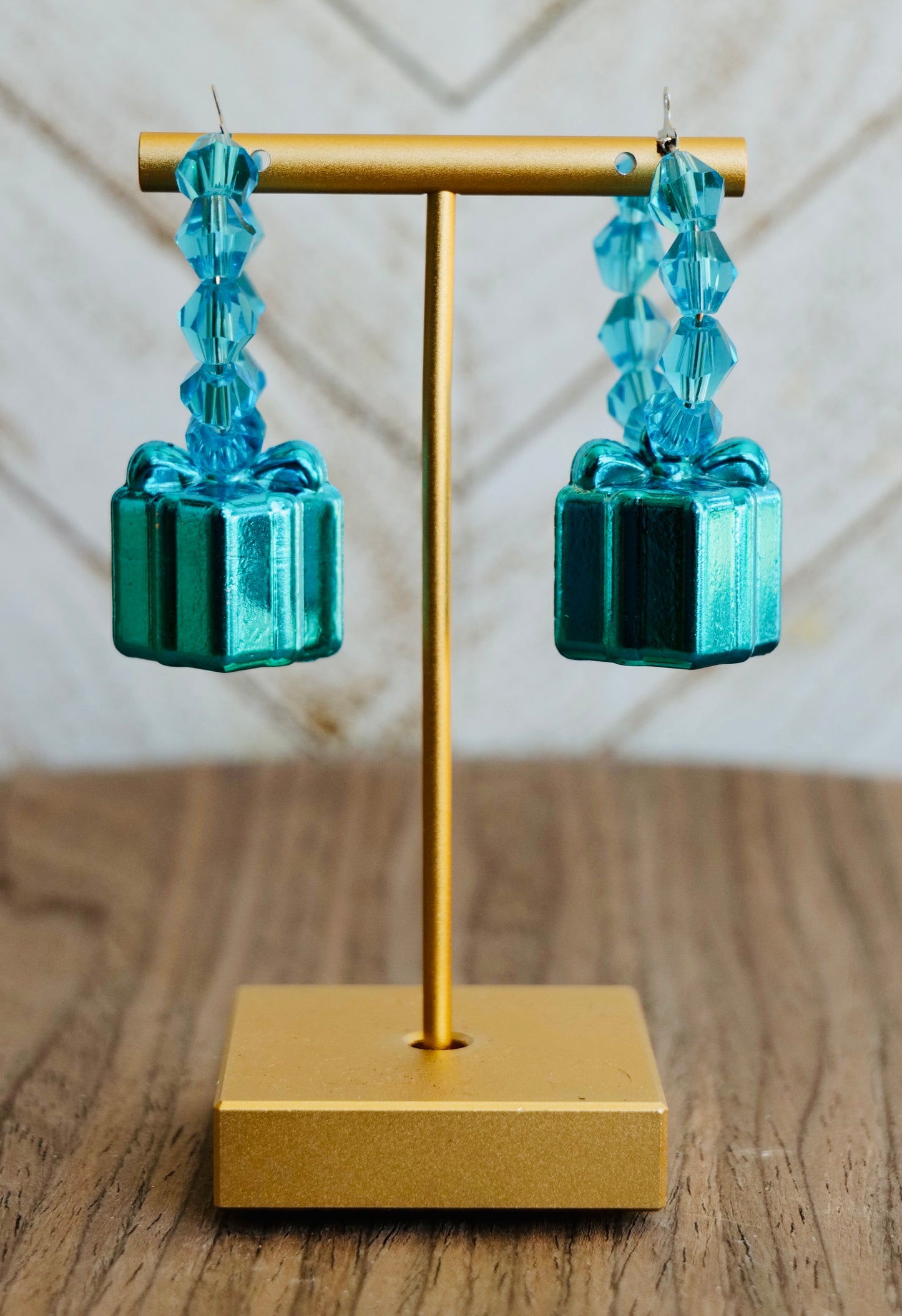 Gift Box Beaded Hoop Earrings
