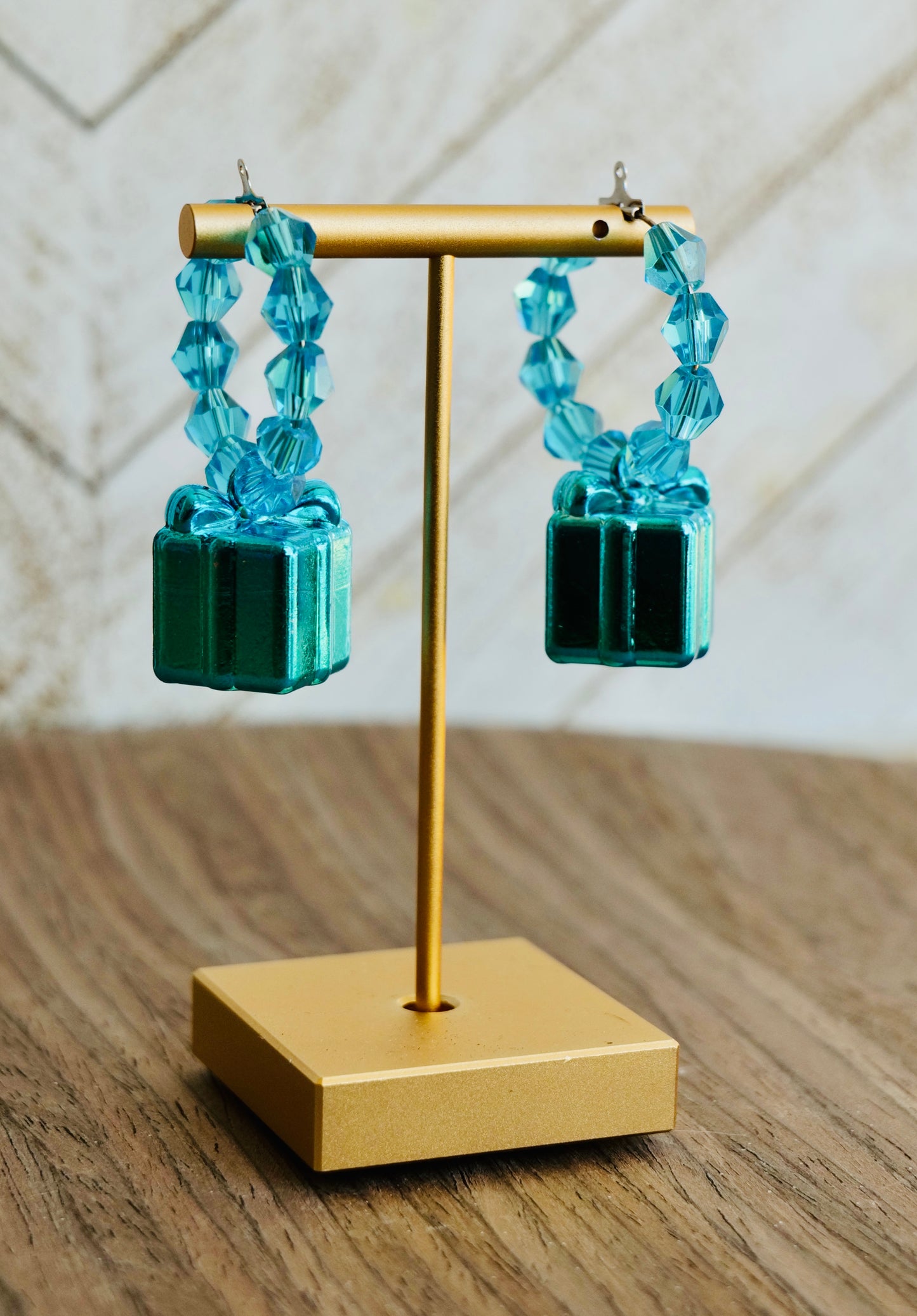 Gift Box Beaded Hoop Earrings