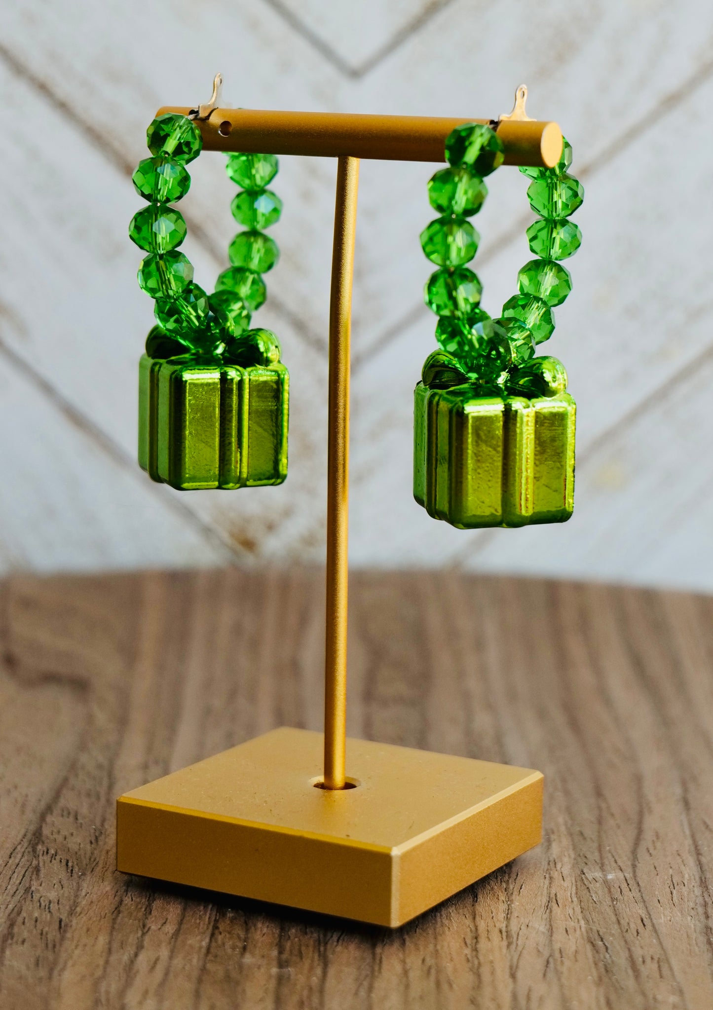 Gift Box Beaded Hoop Earrings