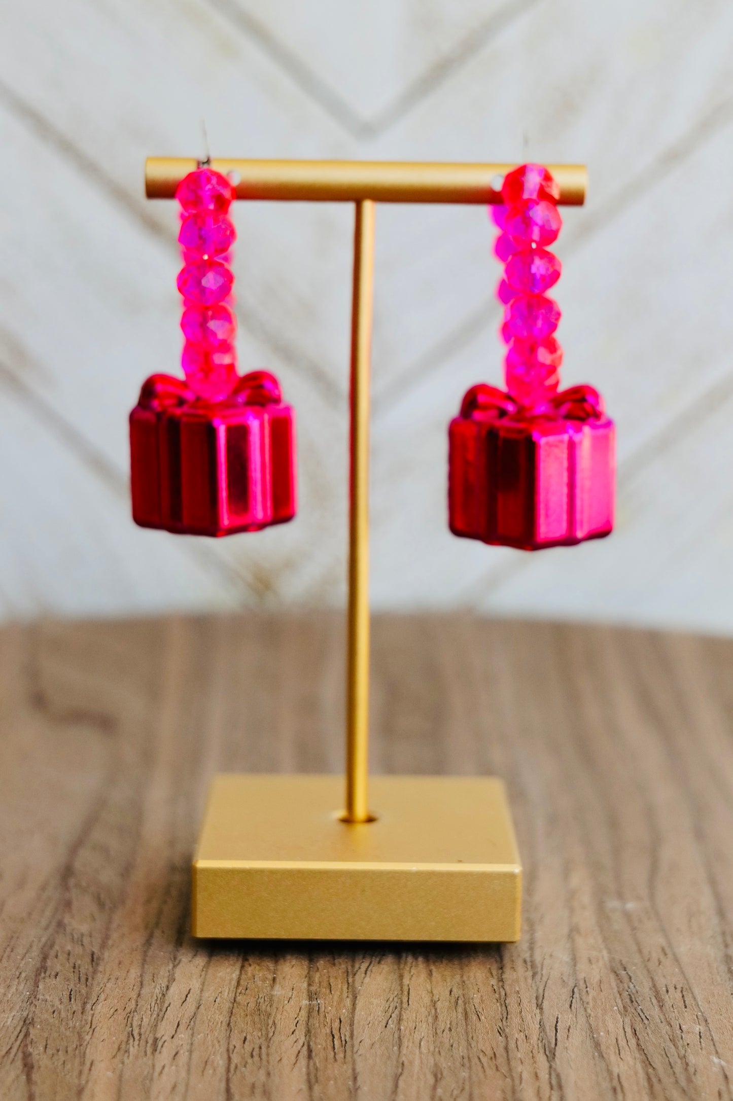 Gift Box Beaded Hoop Earrings