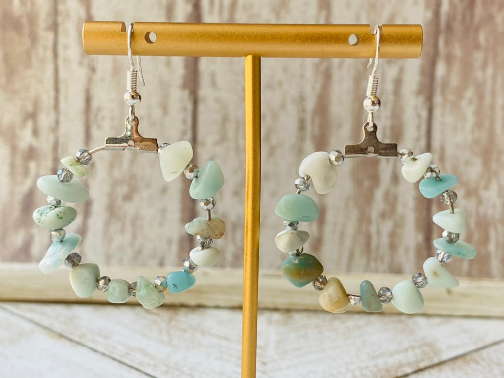 Blue Beachside Hoop Earrings