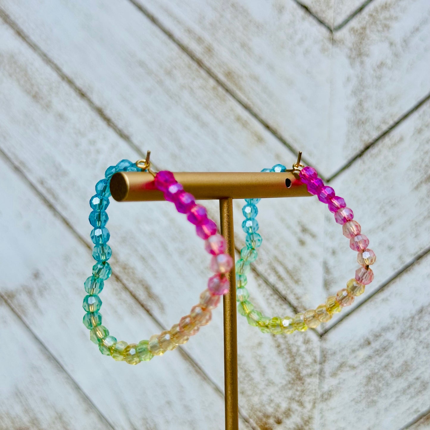 Ombre Rainbow Heart Hoops
