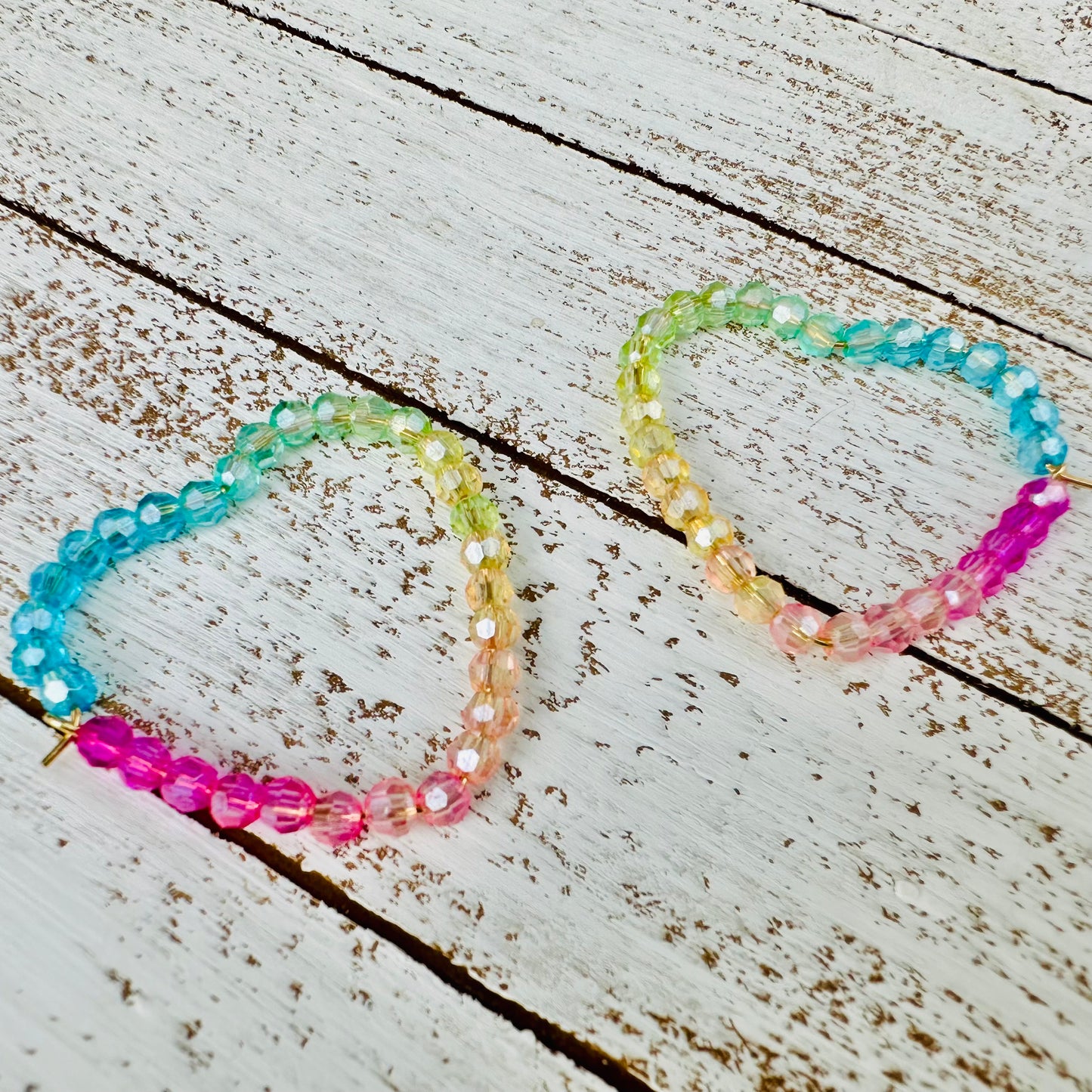 Ombre Rainbow Heart Hoops