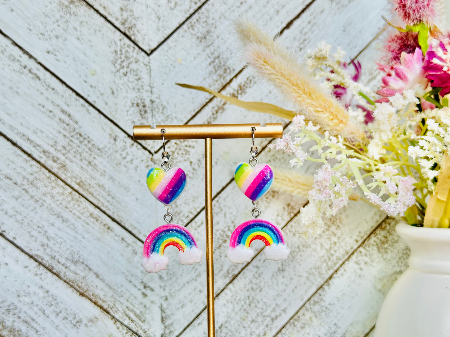 Rainbow Heart Pride Earrings