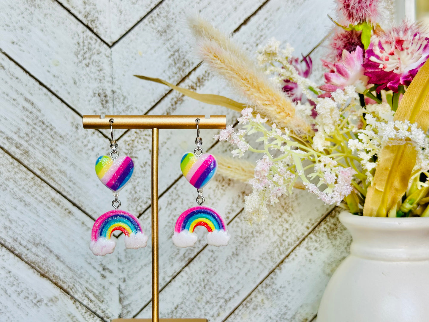 Rainbow Heart Pride Earrings
