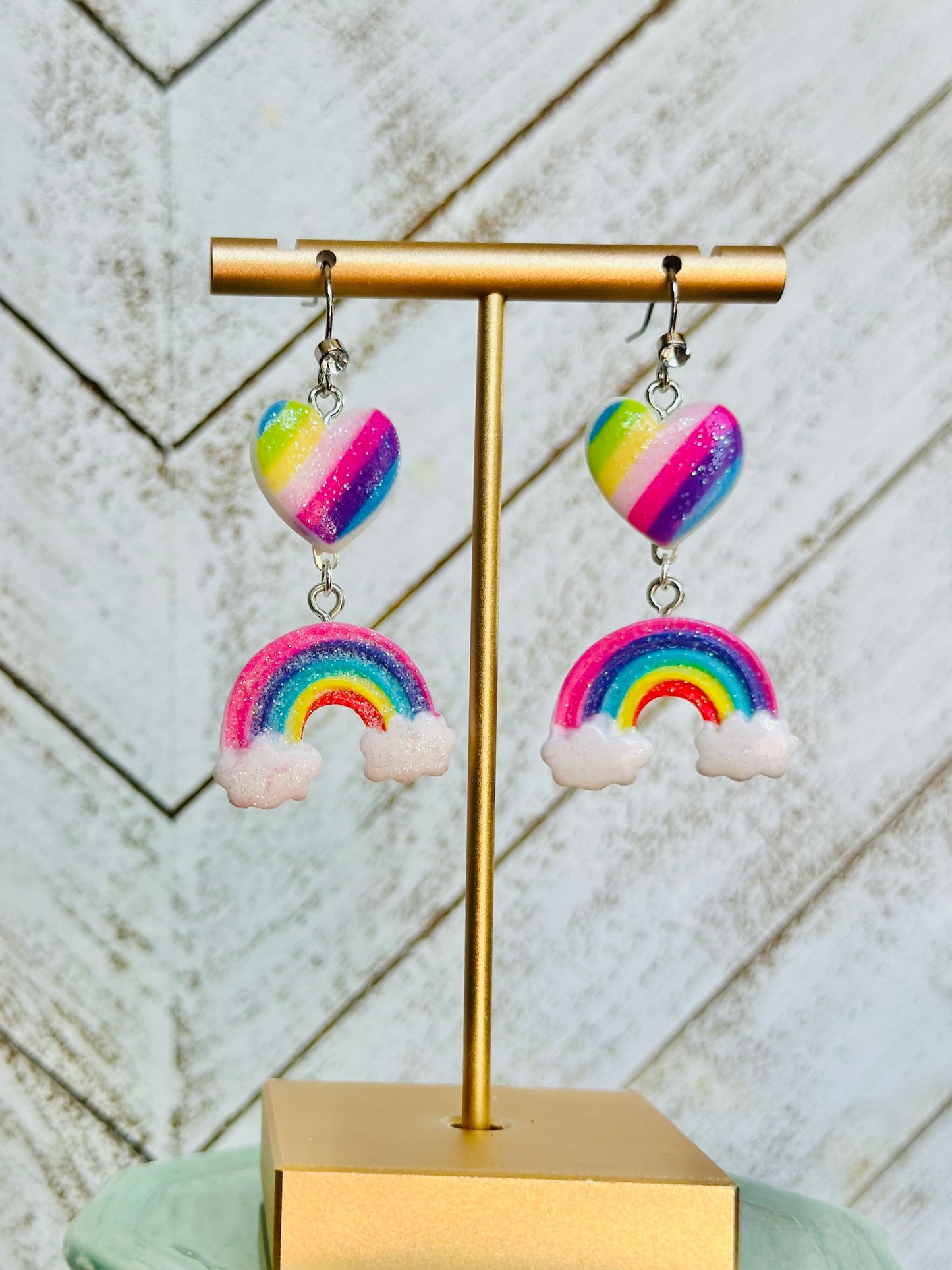 Rainbow Heart Pride Earrings