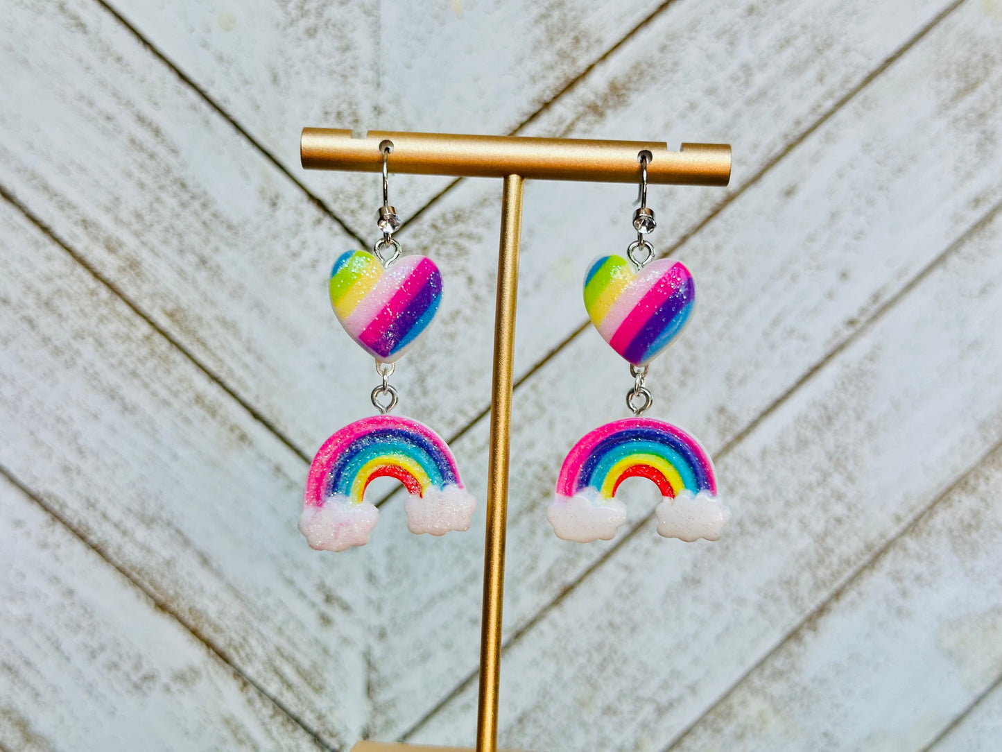 Rainbow Heart Pride Earrings