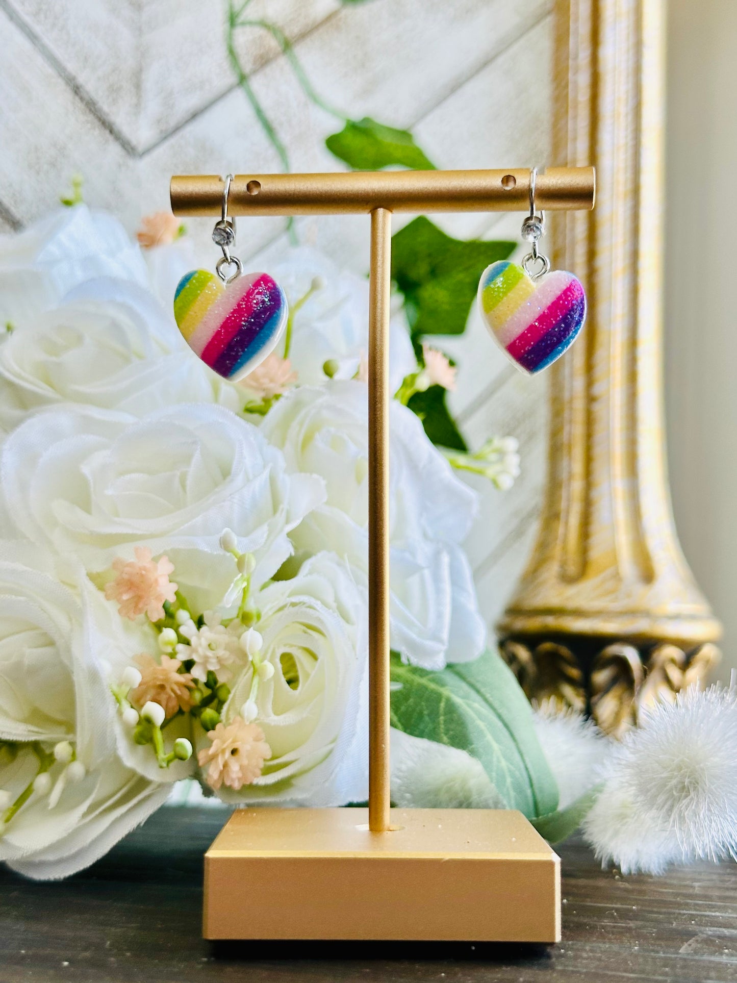 Rainbow Heart Earrings
