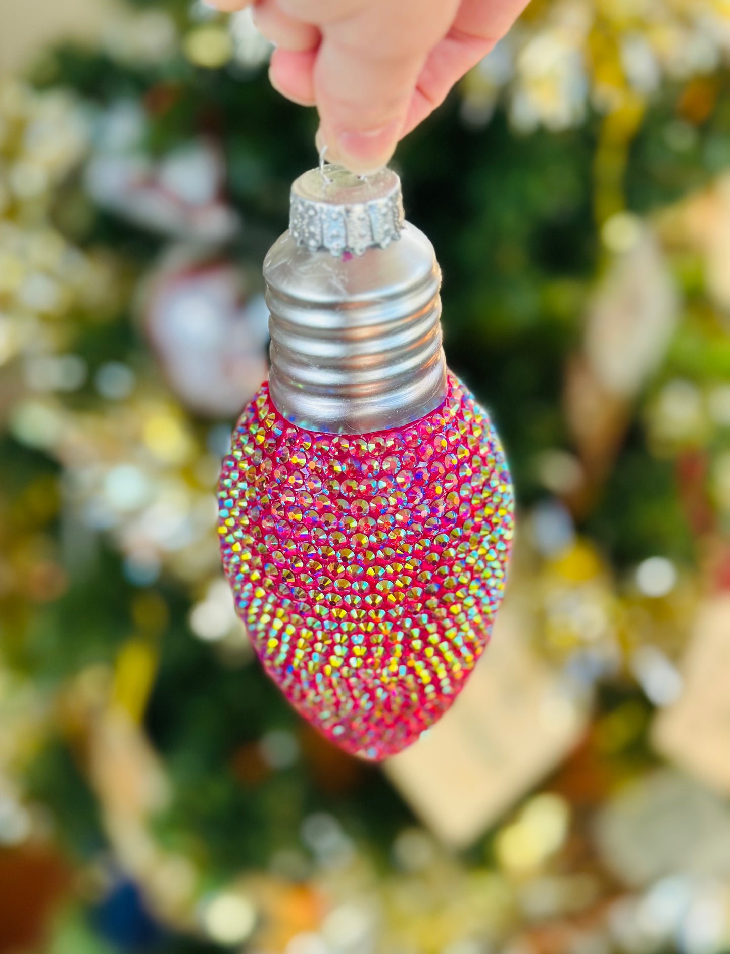 6" Rhinestone Christmas Bulb Ornament – Sparkly Holiday Decor