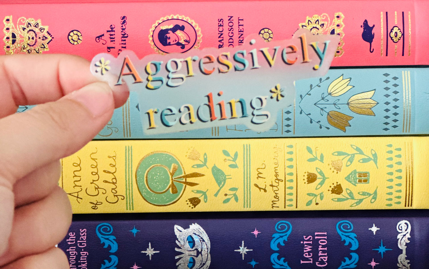 Aggressively Reading Clear Sticker