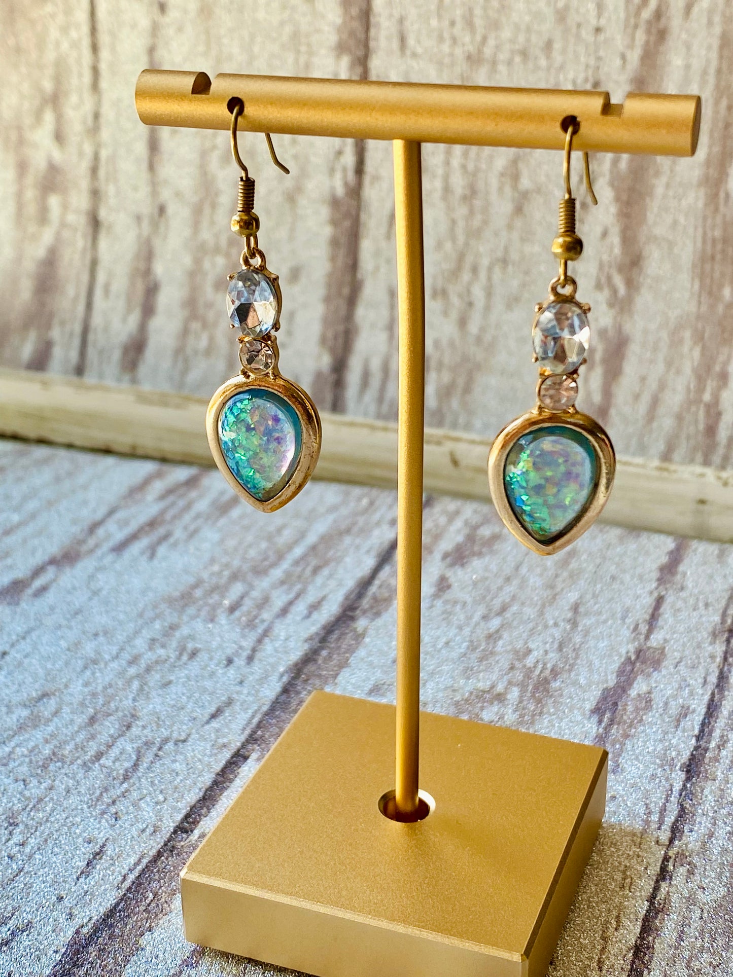 Open Teardrop Gemstone Earrings