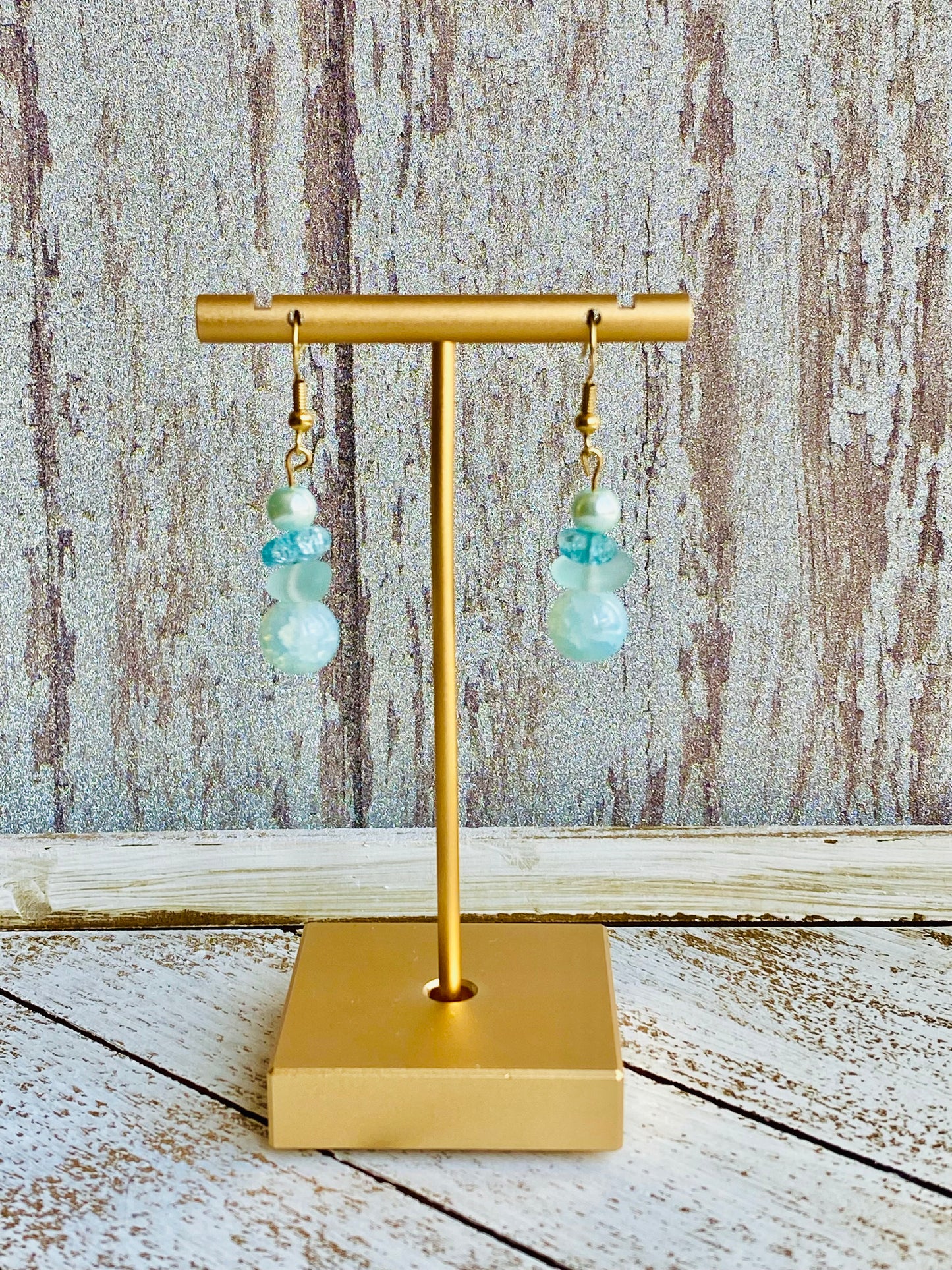 Ice Blue Beaded Earrings