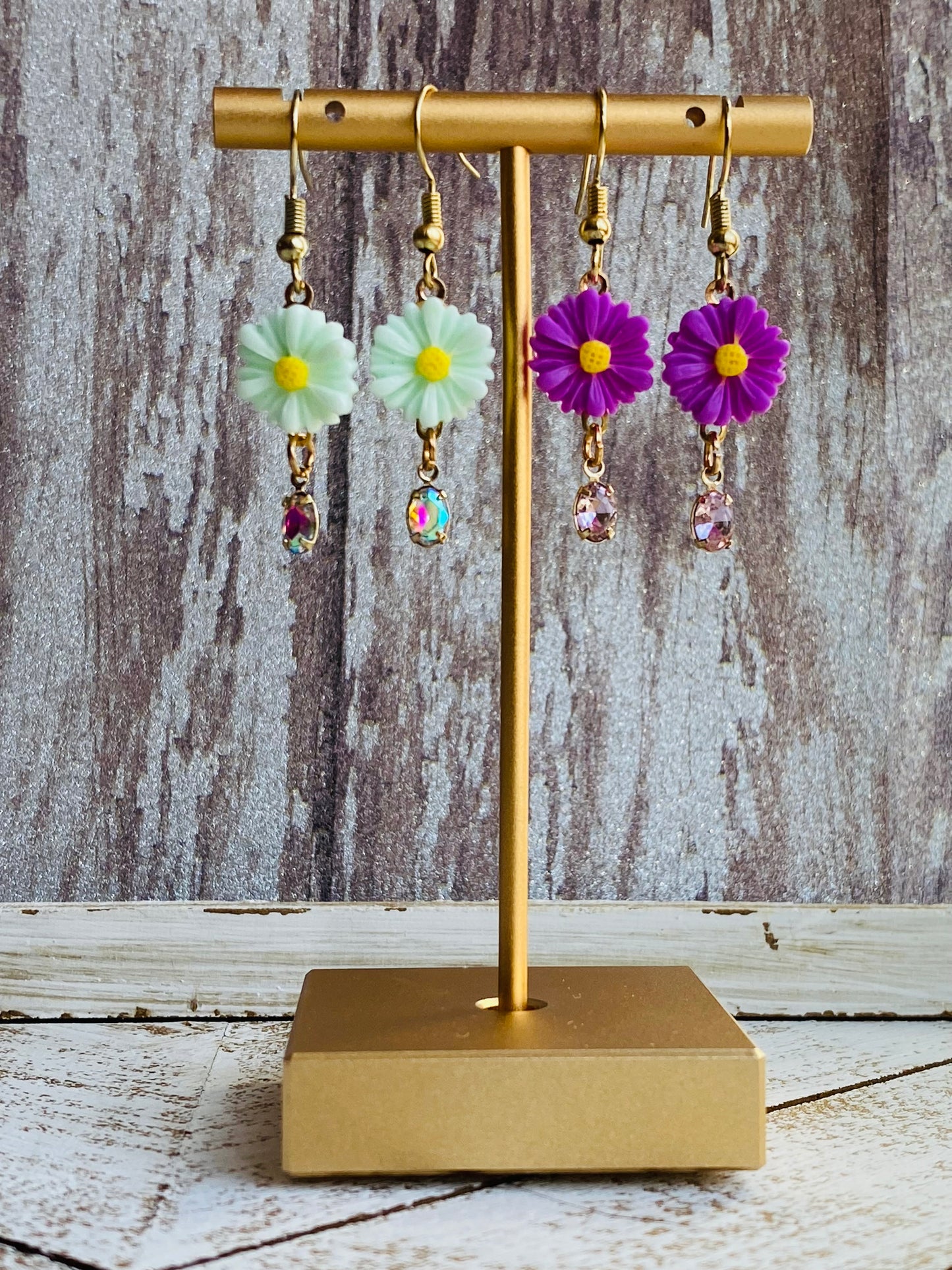 Golden Daisy Droplet Earrings