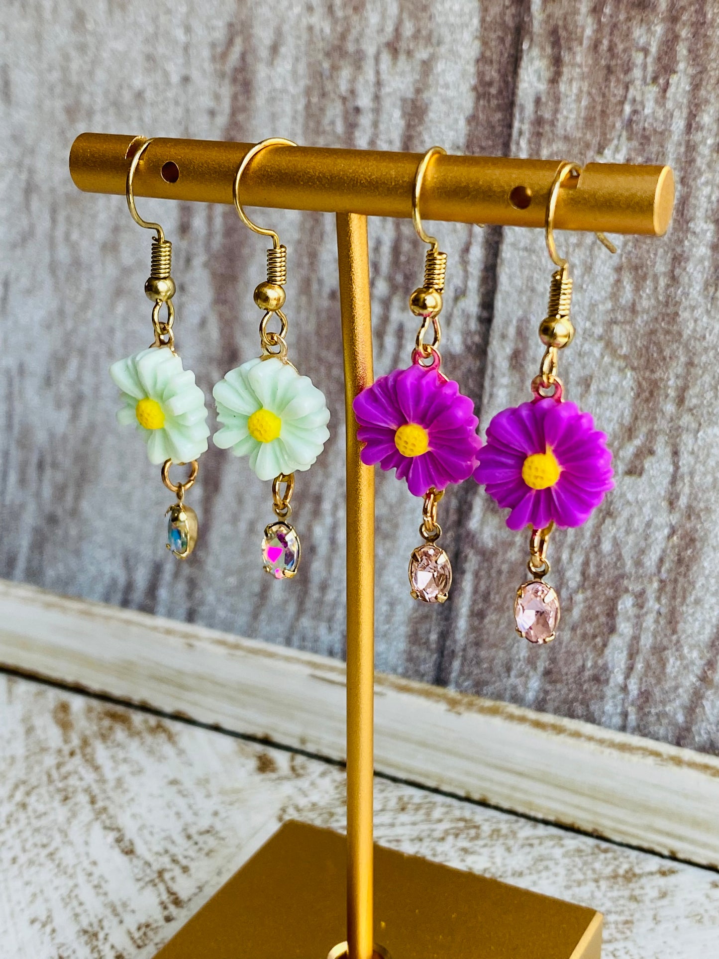 Golden Daisy Droplet Earrings