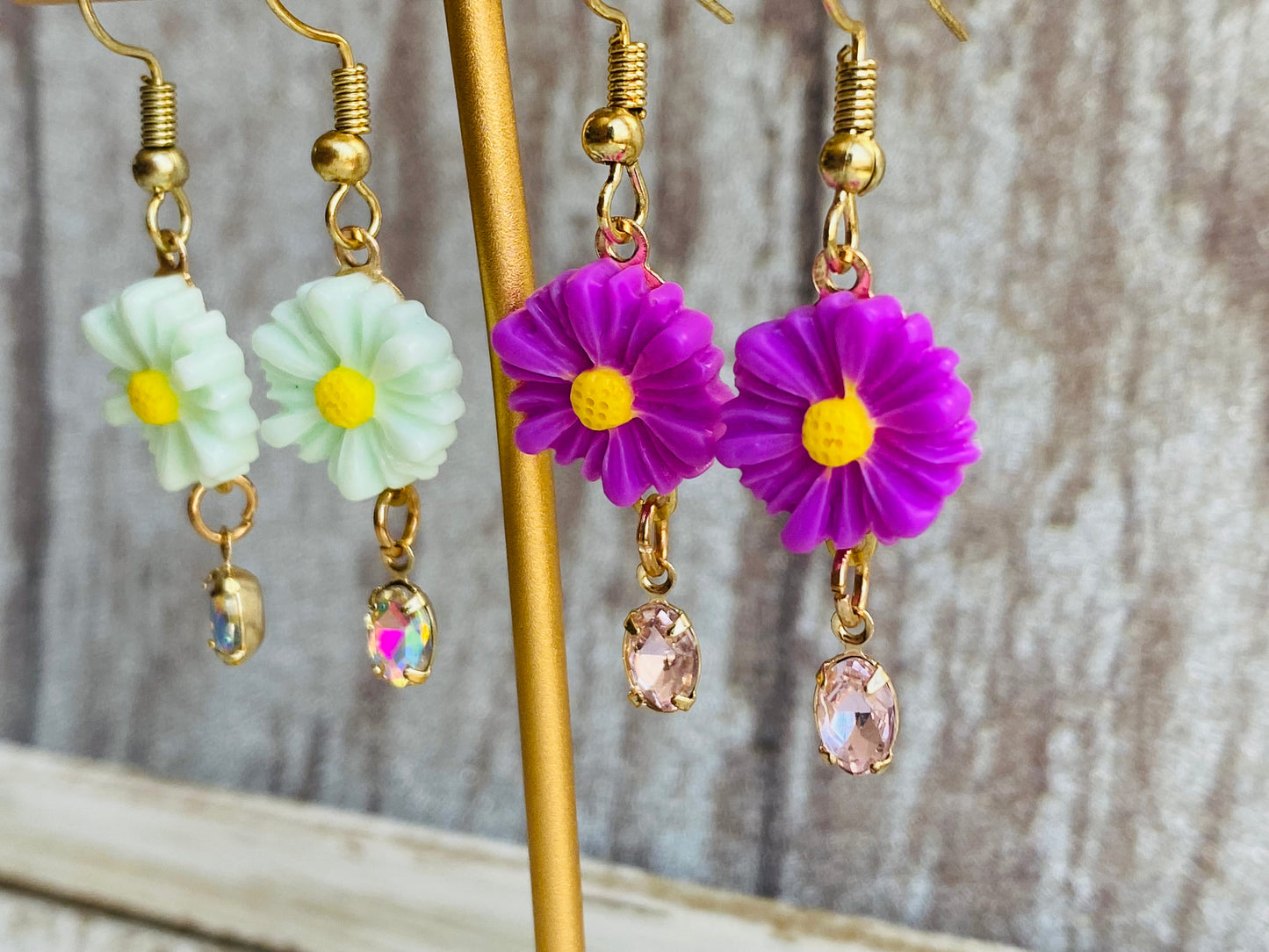 Golden Daisy Droplet Earrings