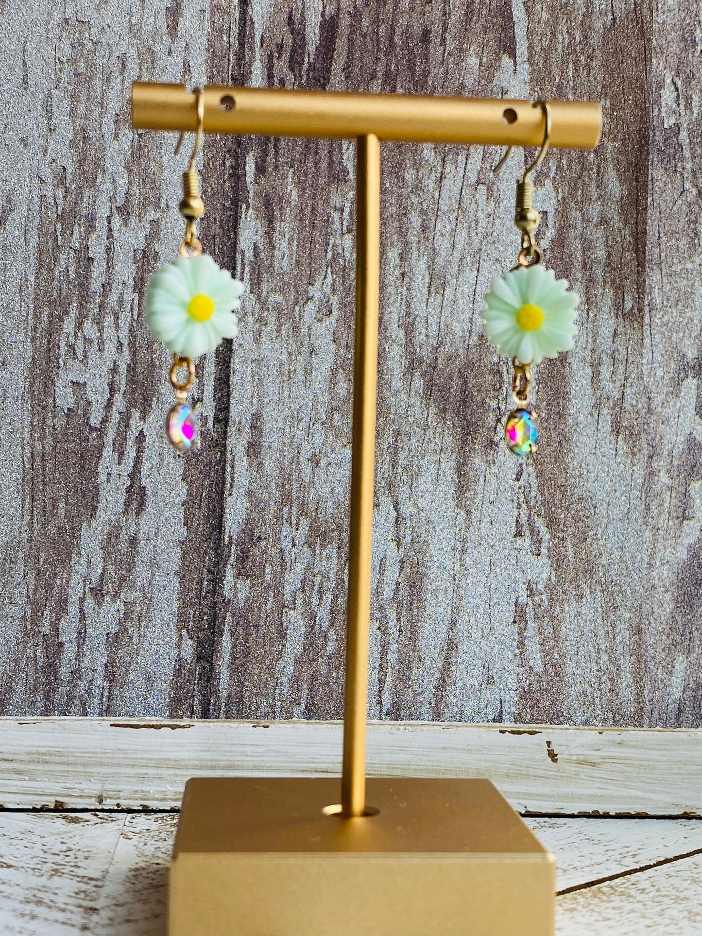 Golden Daisy Droplet Earrings