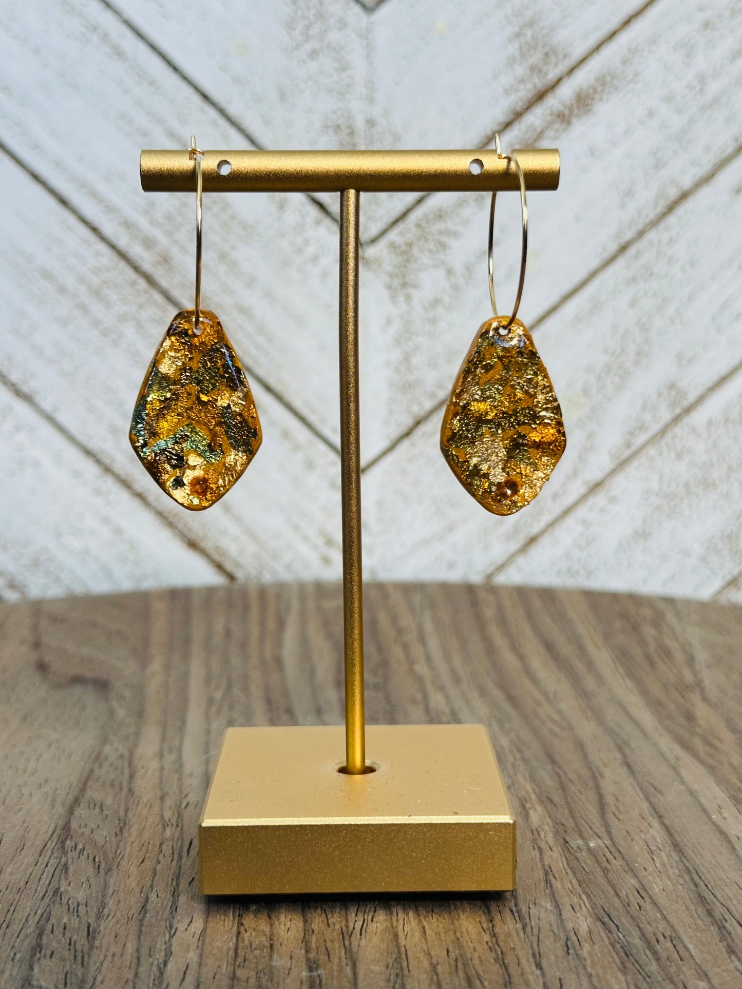 Rhombus Golden Flaked Earrings