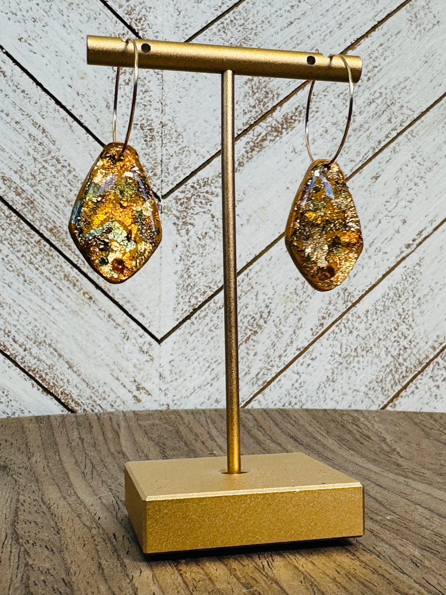 Rhombus Golden Flaked Earrings