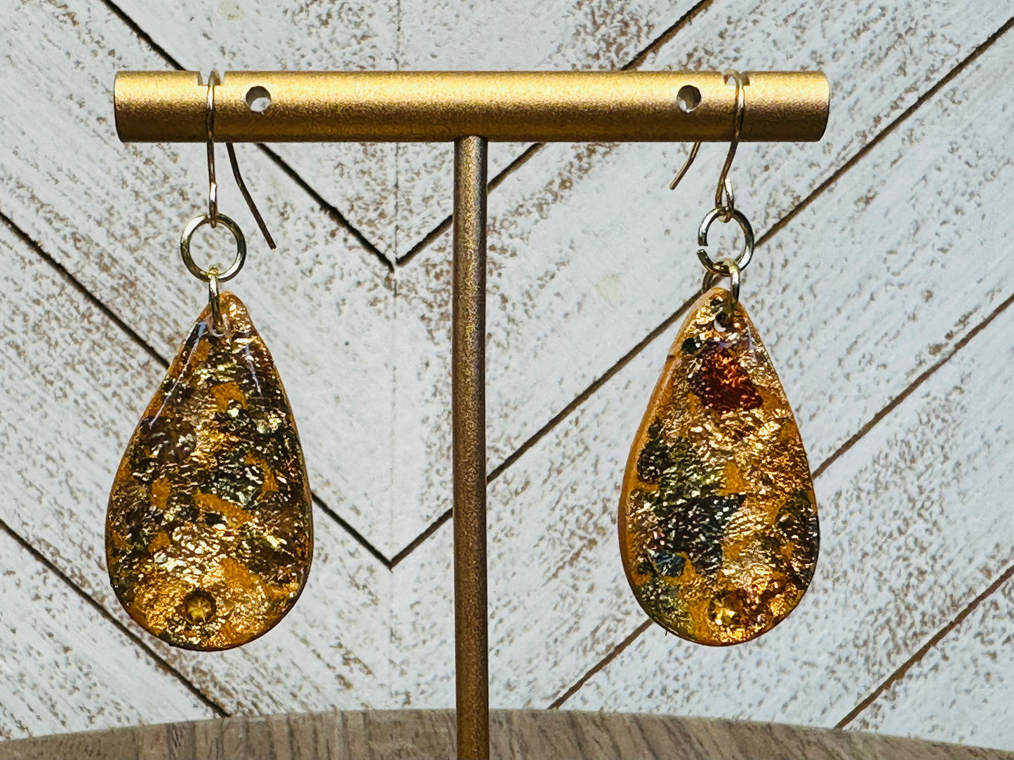 Teardrop Gold Fleck Earrings