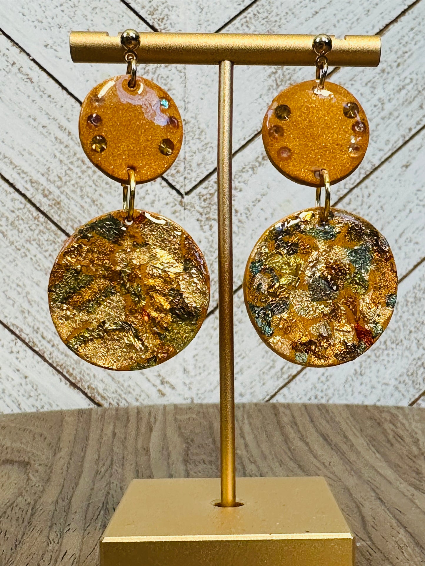 Round Gold Fleck Earrings