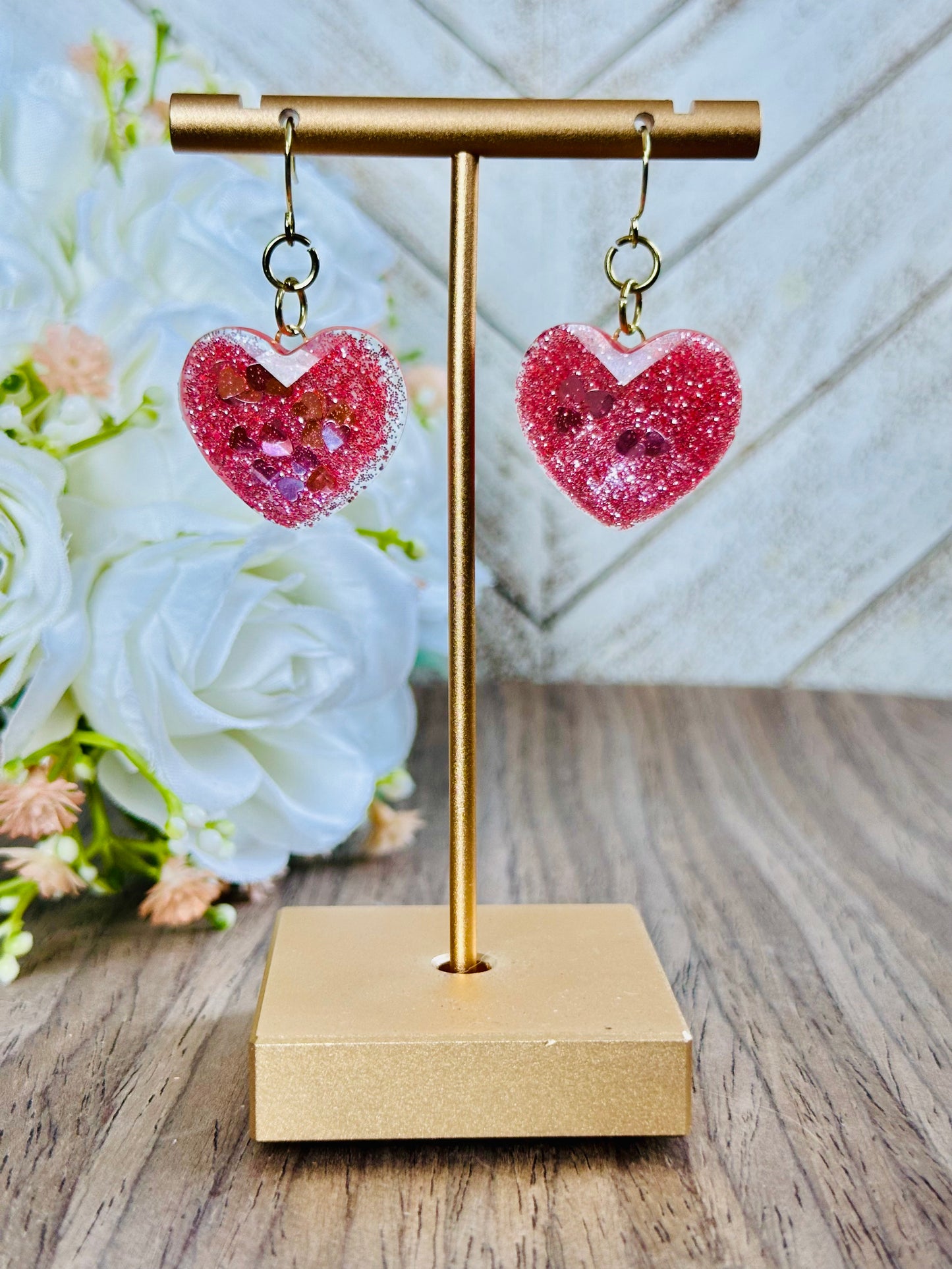 Glitter Heart Earrings