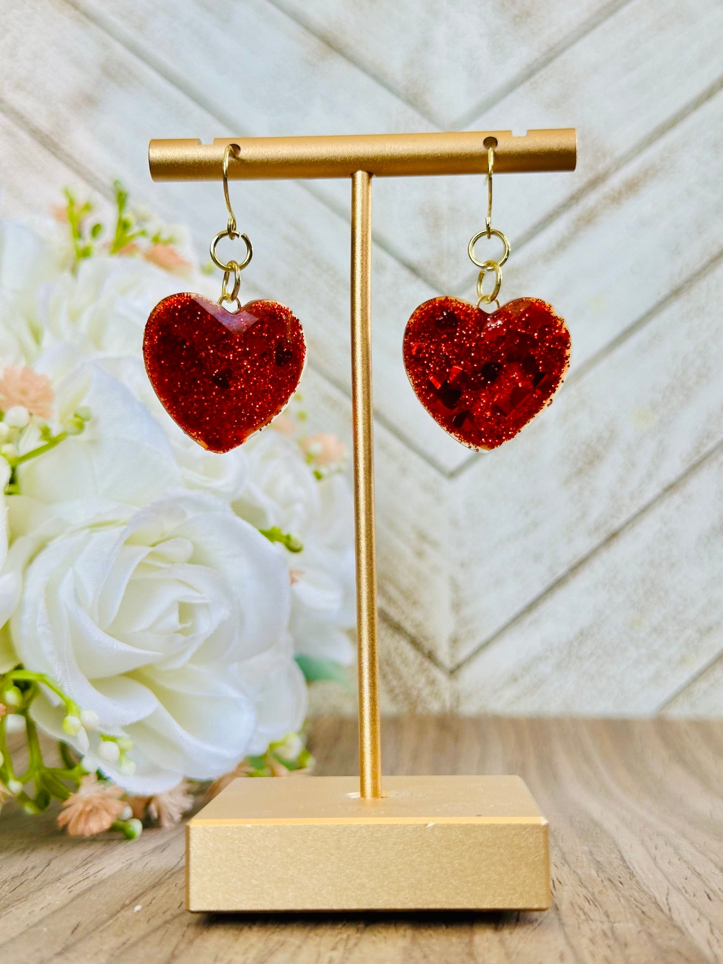 Glitter Heart Earrings