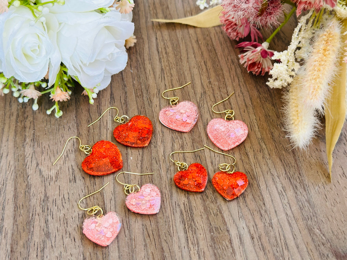 Glitter Heart Earrings