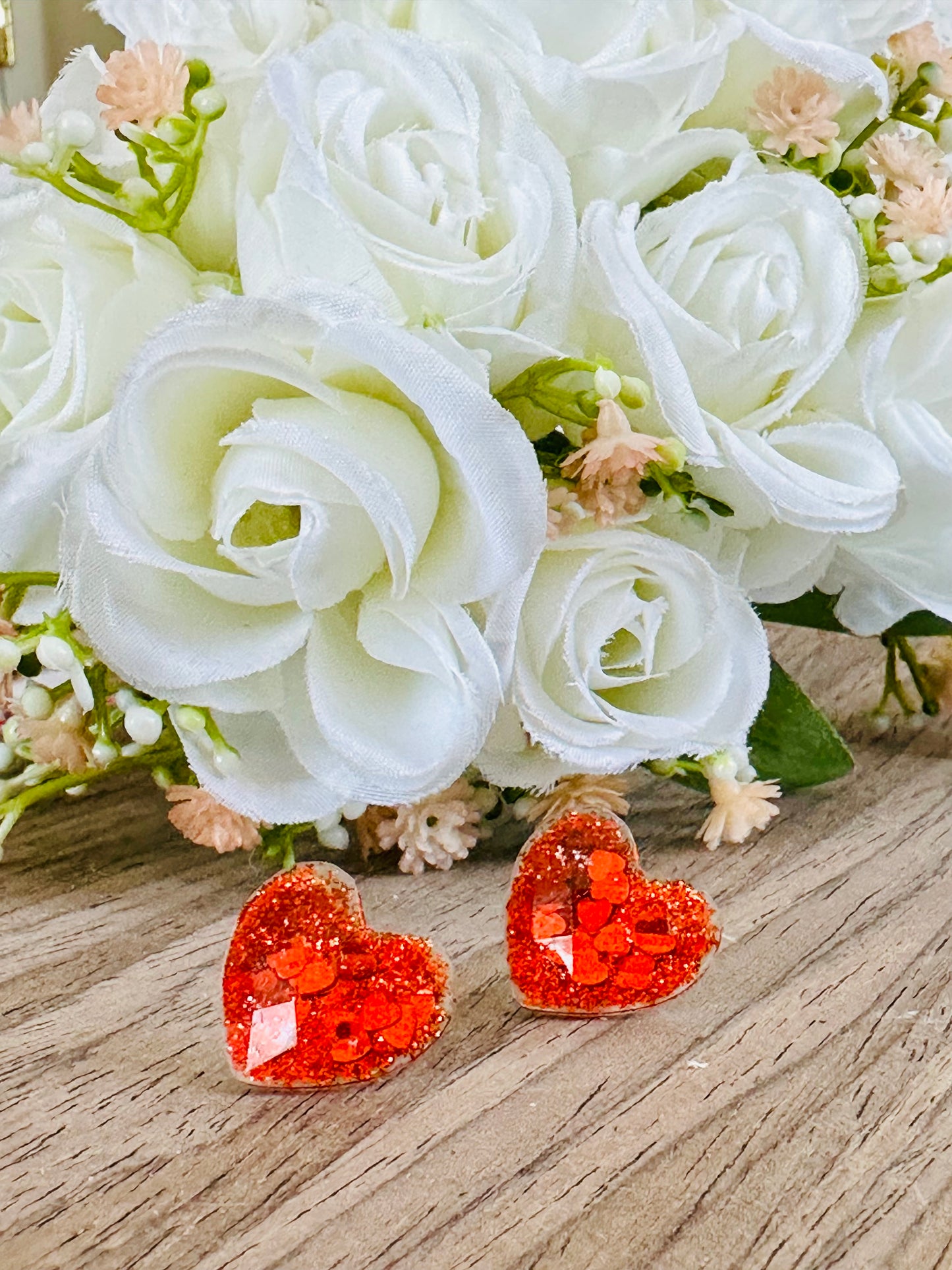 Love Glitter Heart Studs