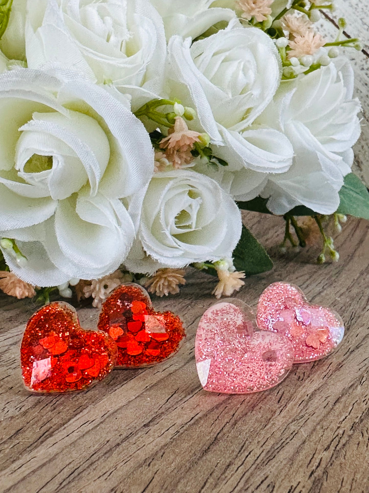 Love Glitter Heart Studs
