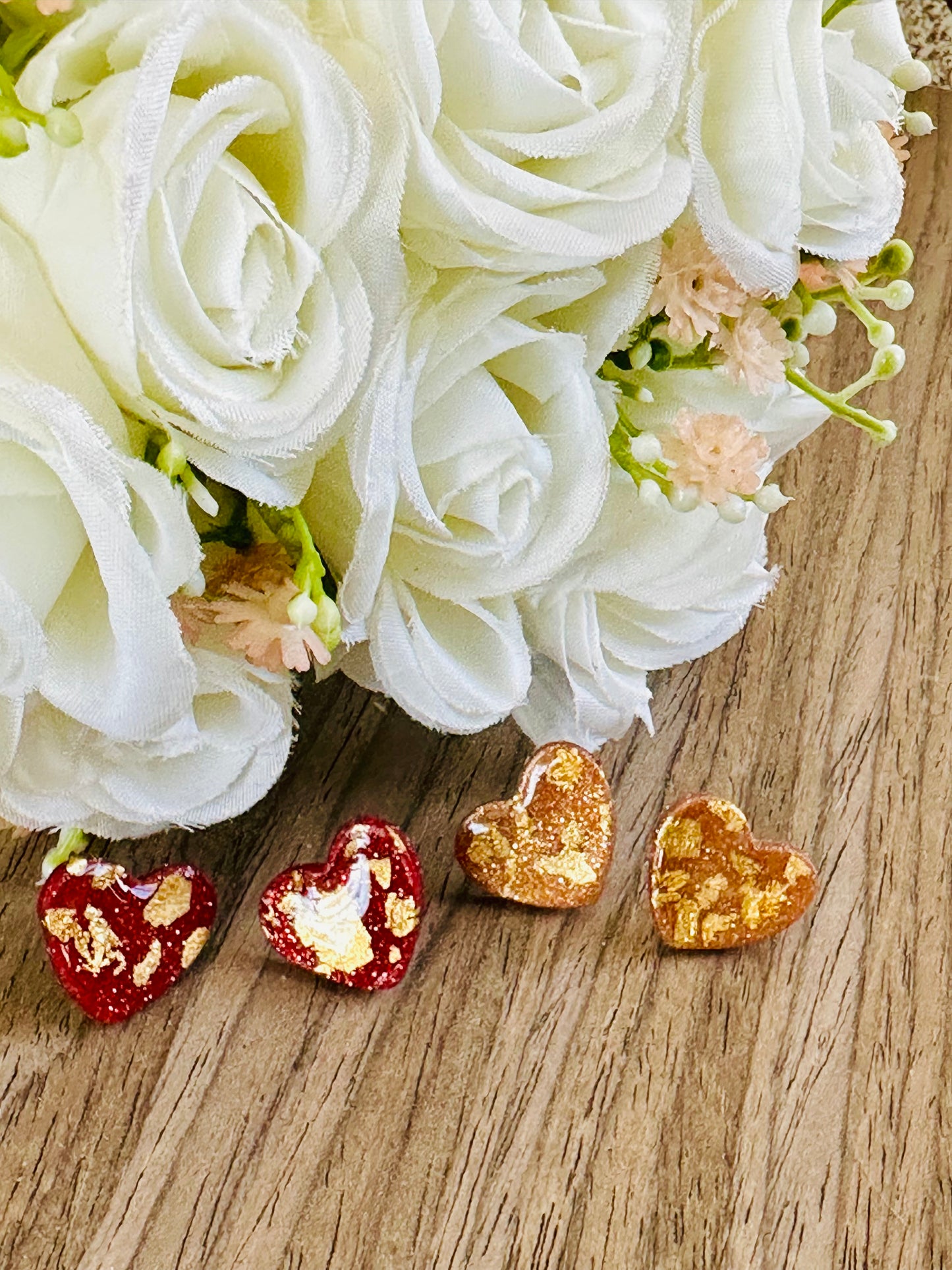 Gold Flecked Heart Studs