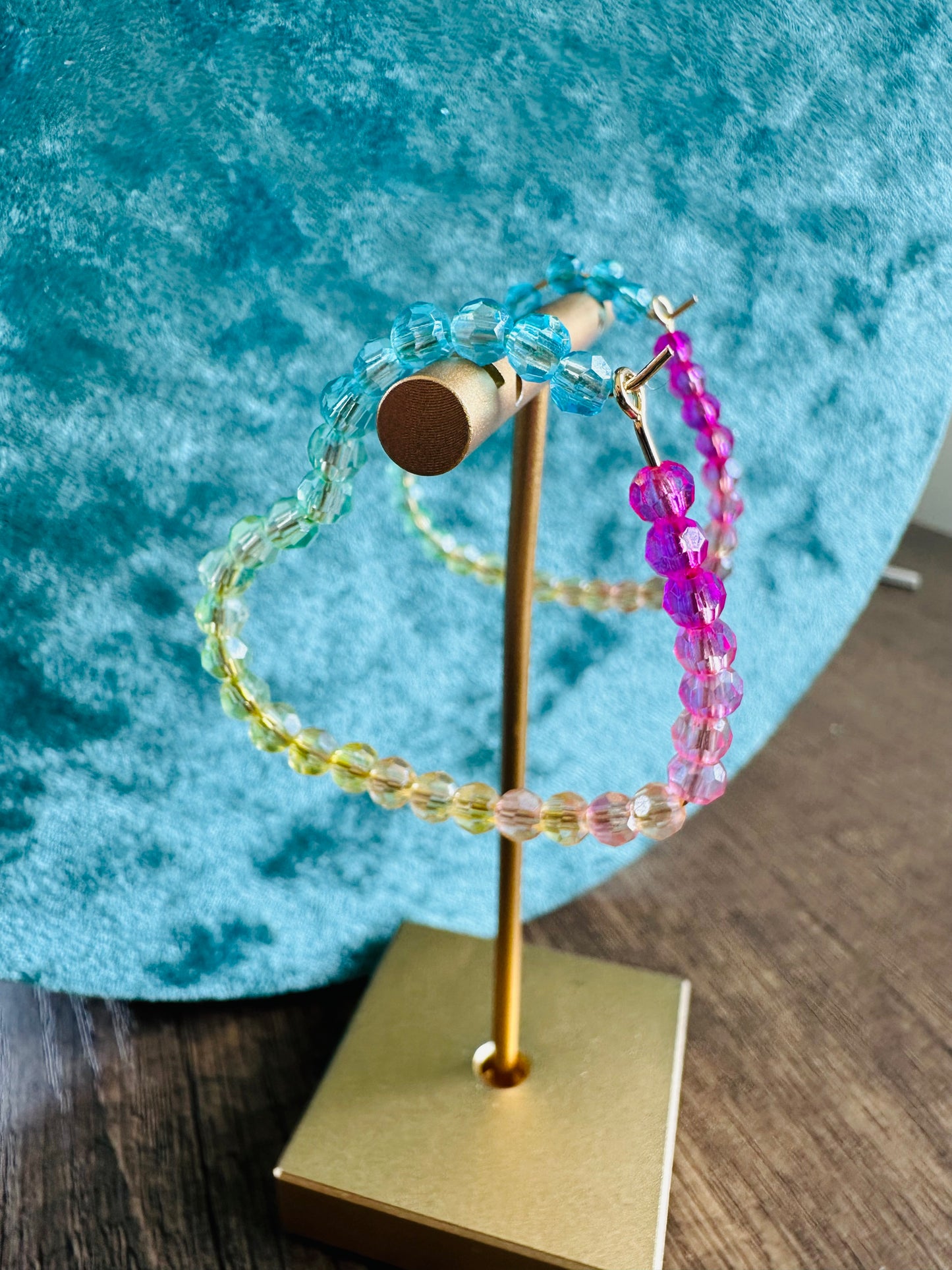 Ombre Rainbow Heart Hoops