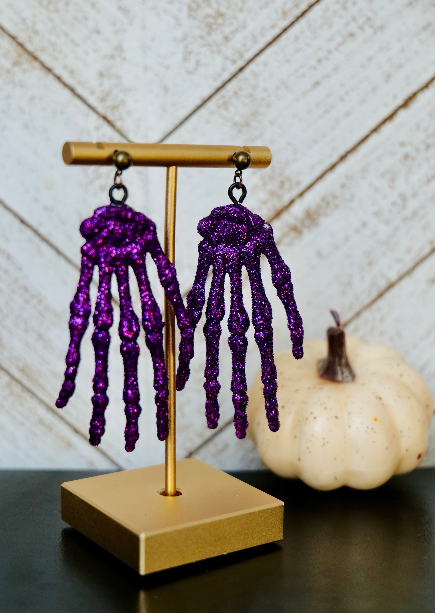 Glitter Skeleton Hand Earrings