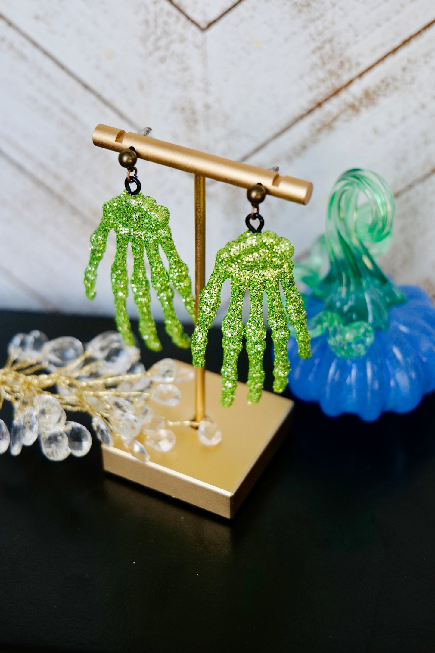 Glitter Skeleton Hand Earrings