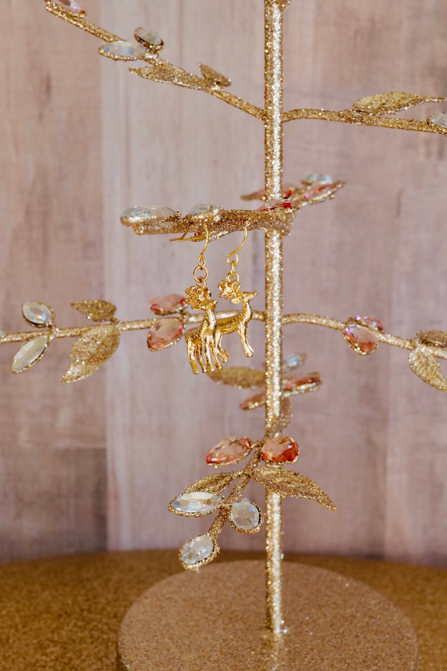 Golden Reindeer Earrings