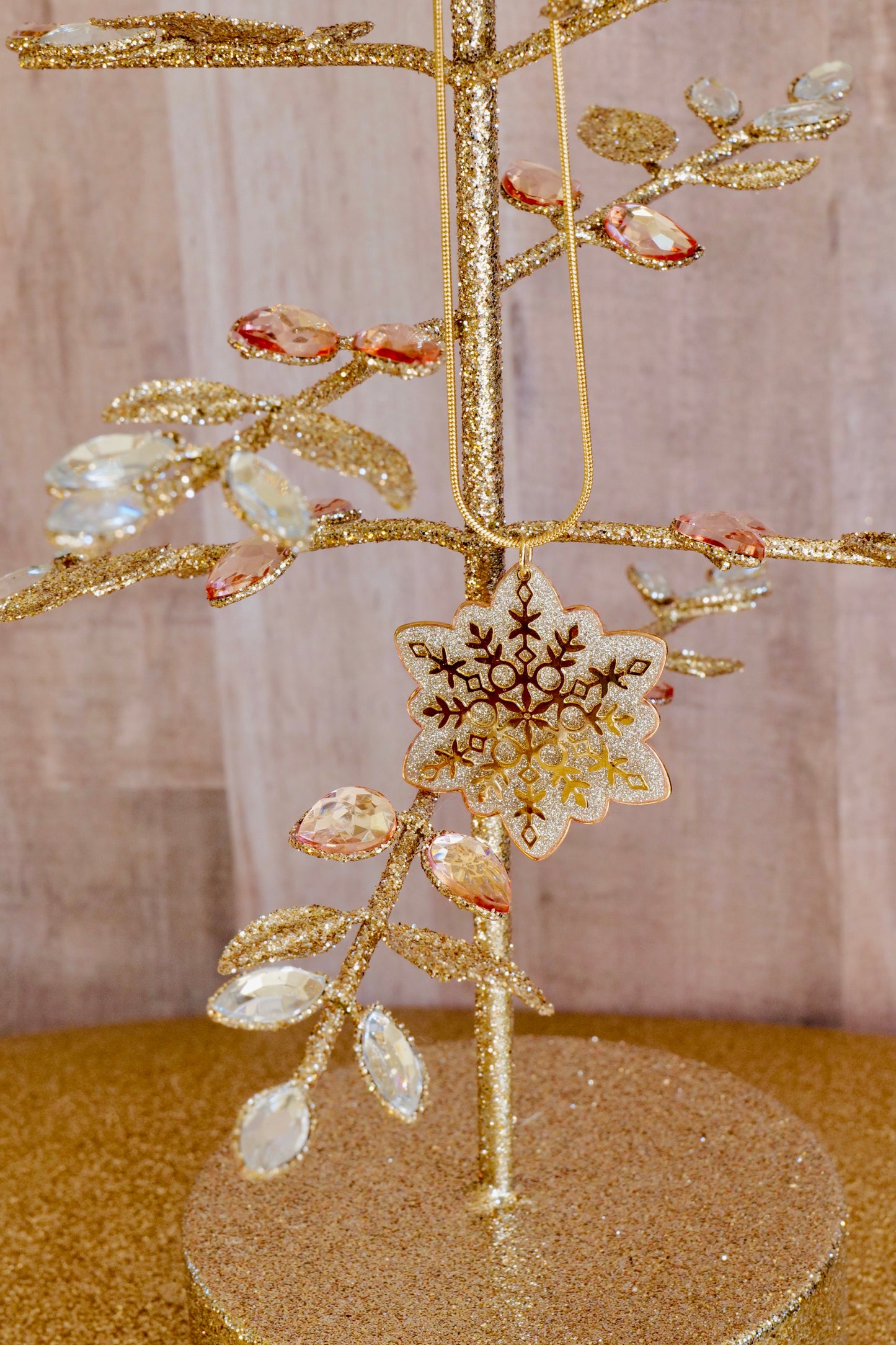 Silver and Gold Glitter Snowflake Necklace