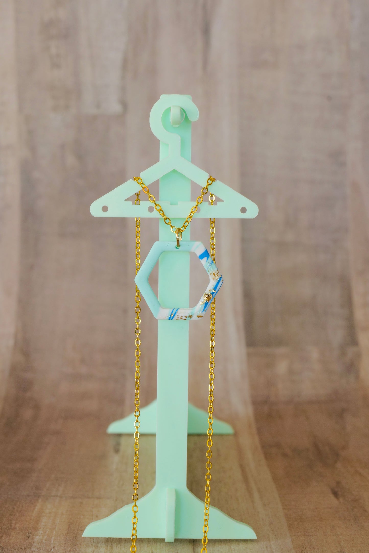 Geometric Blue Gold Necklace