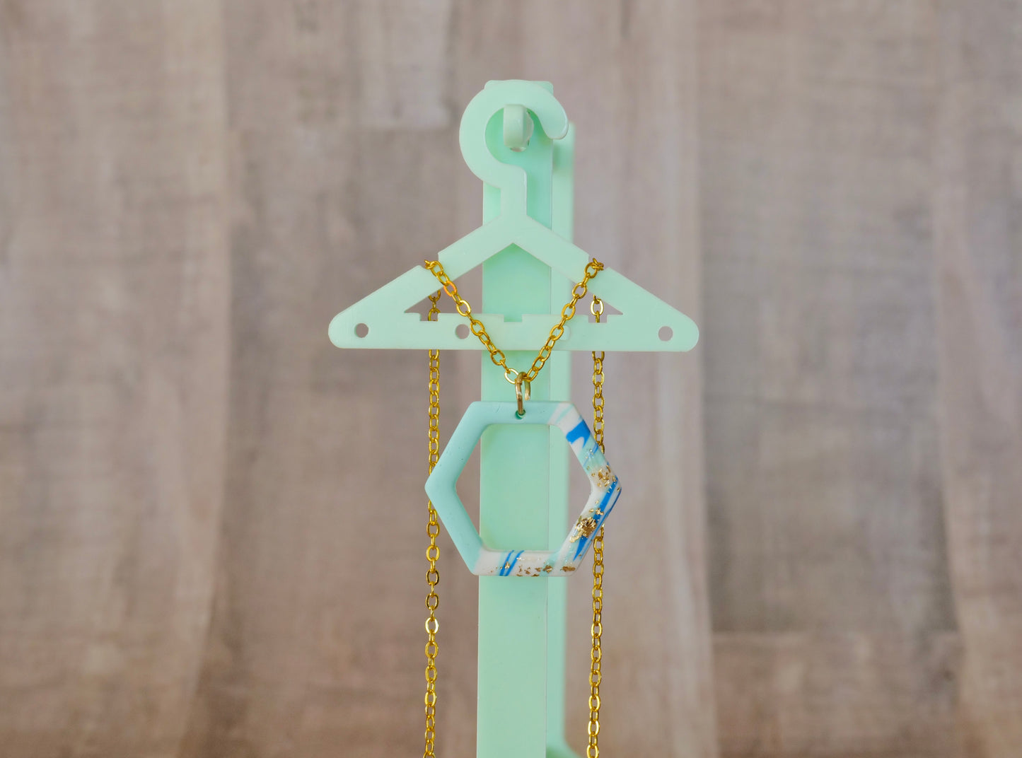 Geometric Blue Gold Necklace