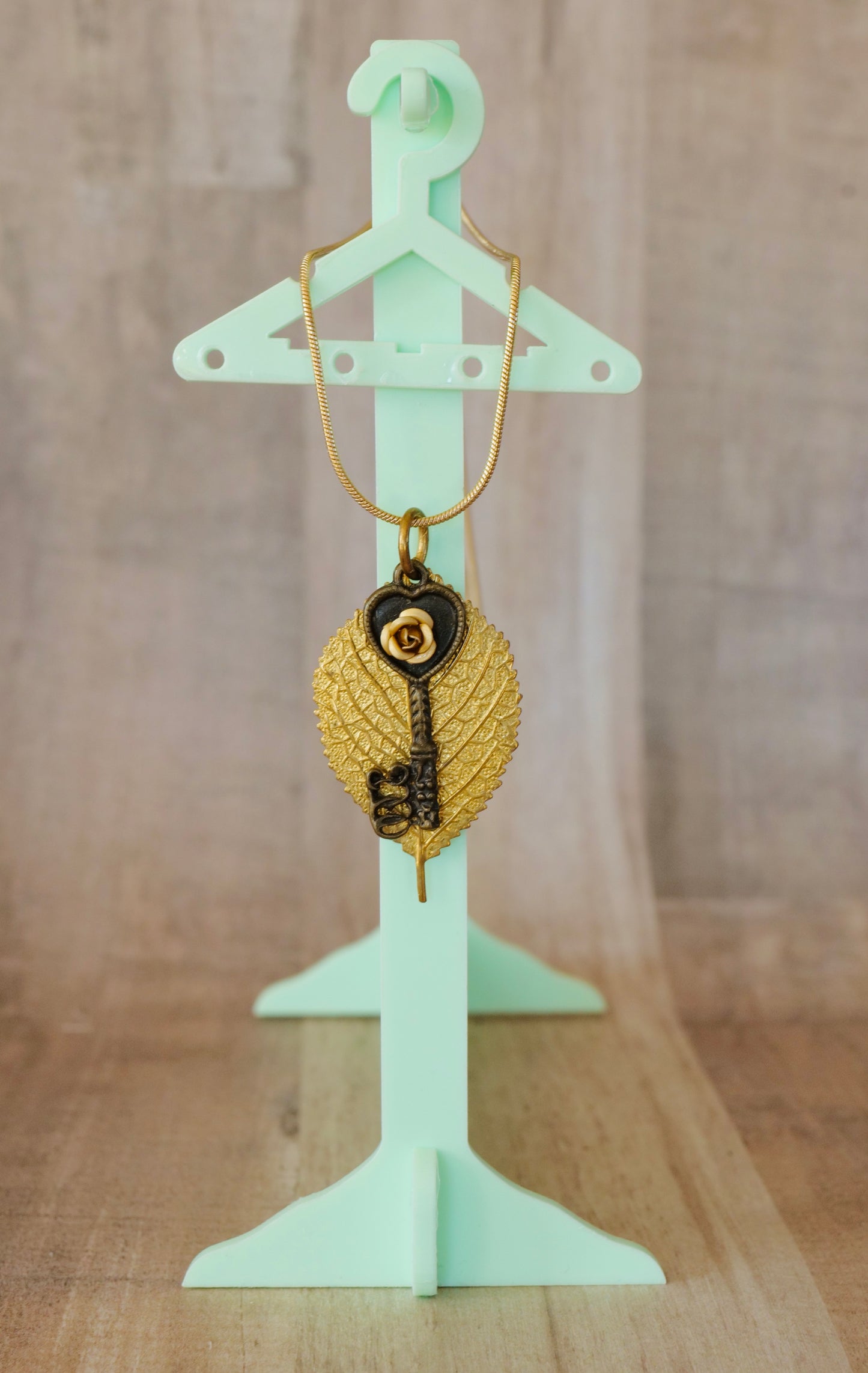 Key To My Heart Gold Leaf Necklace