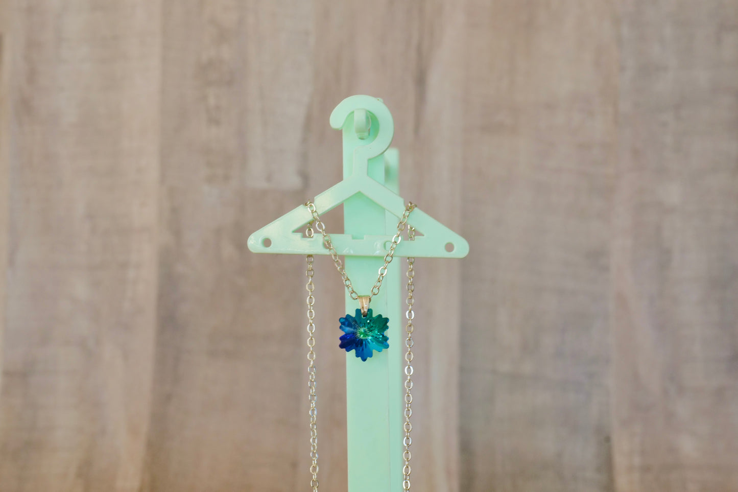 Simple Blue Green Snowflake Necklace