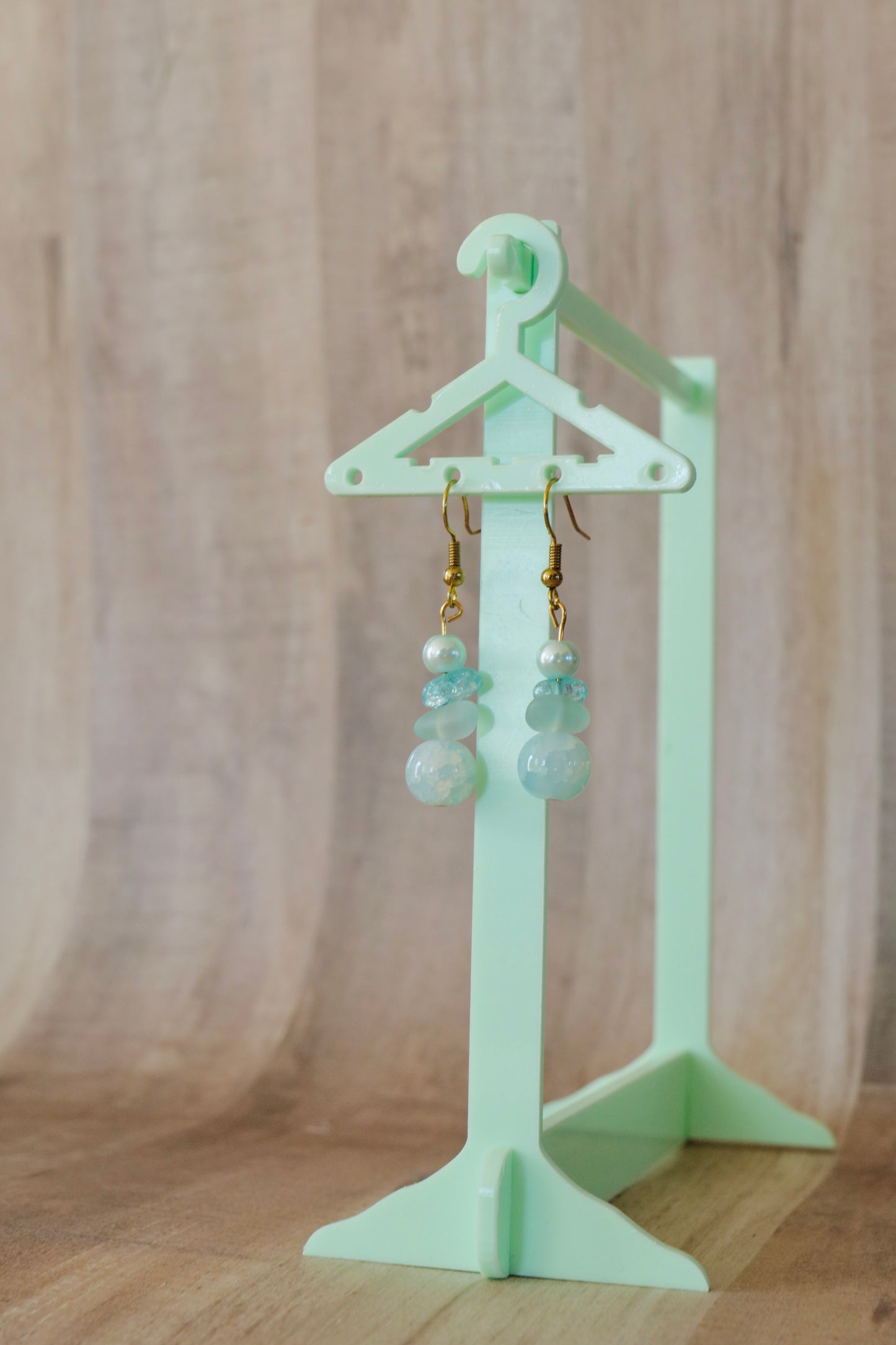 Ice Blue Beaded Earrings