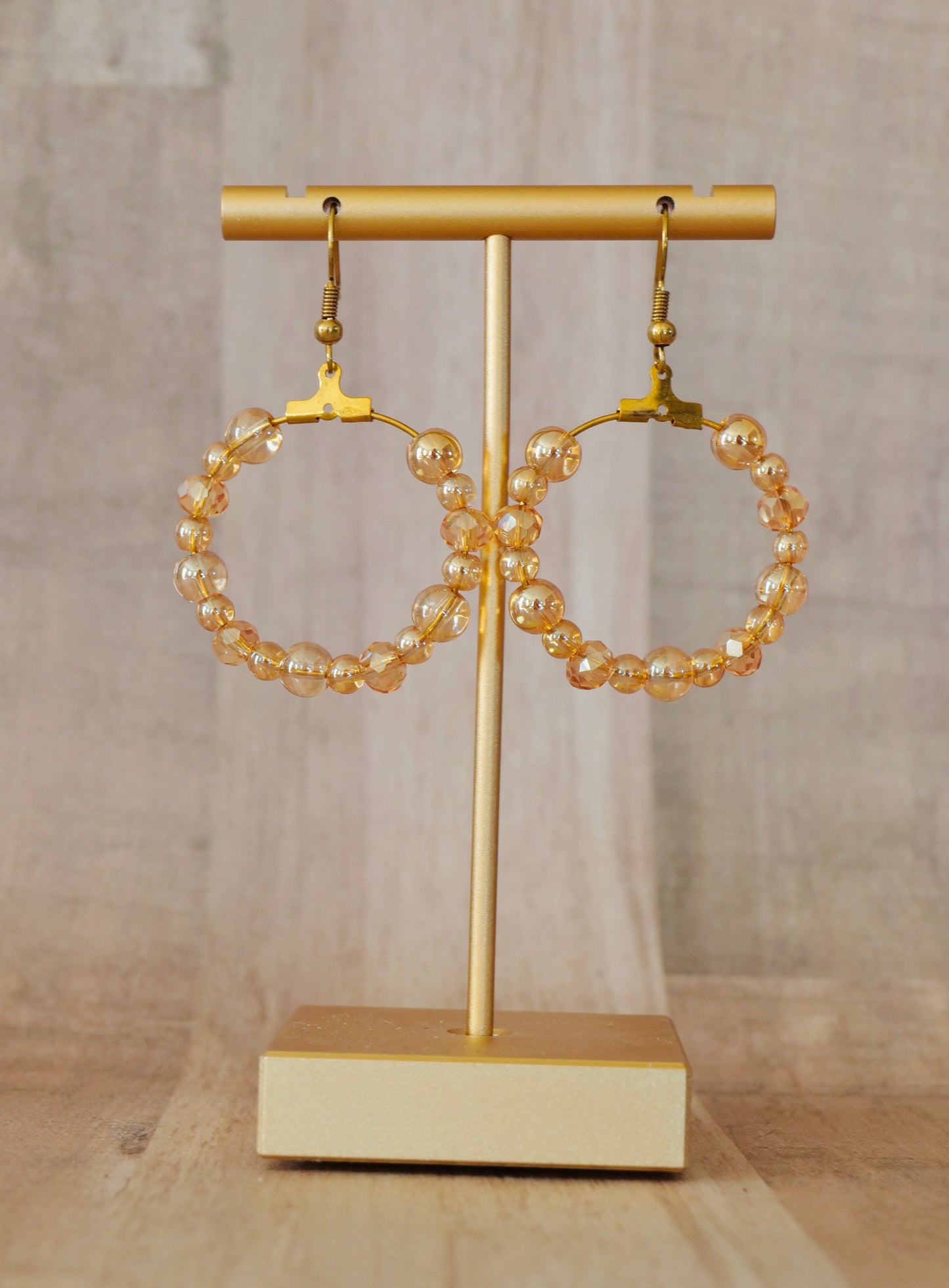 Peach Beaded Hoop Earrings