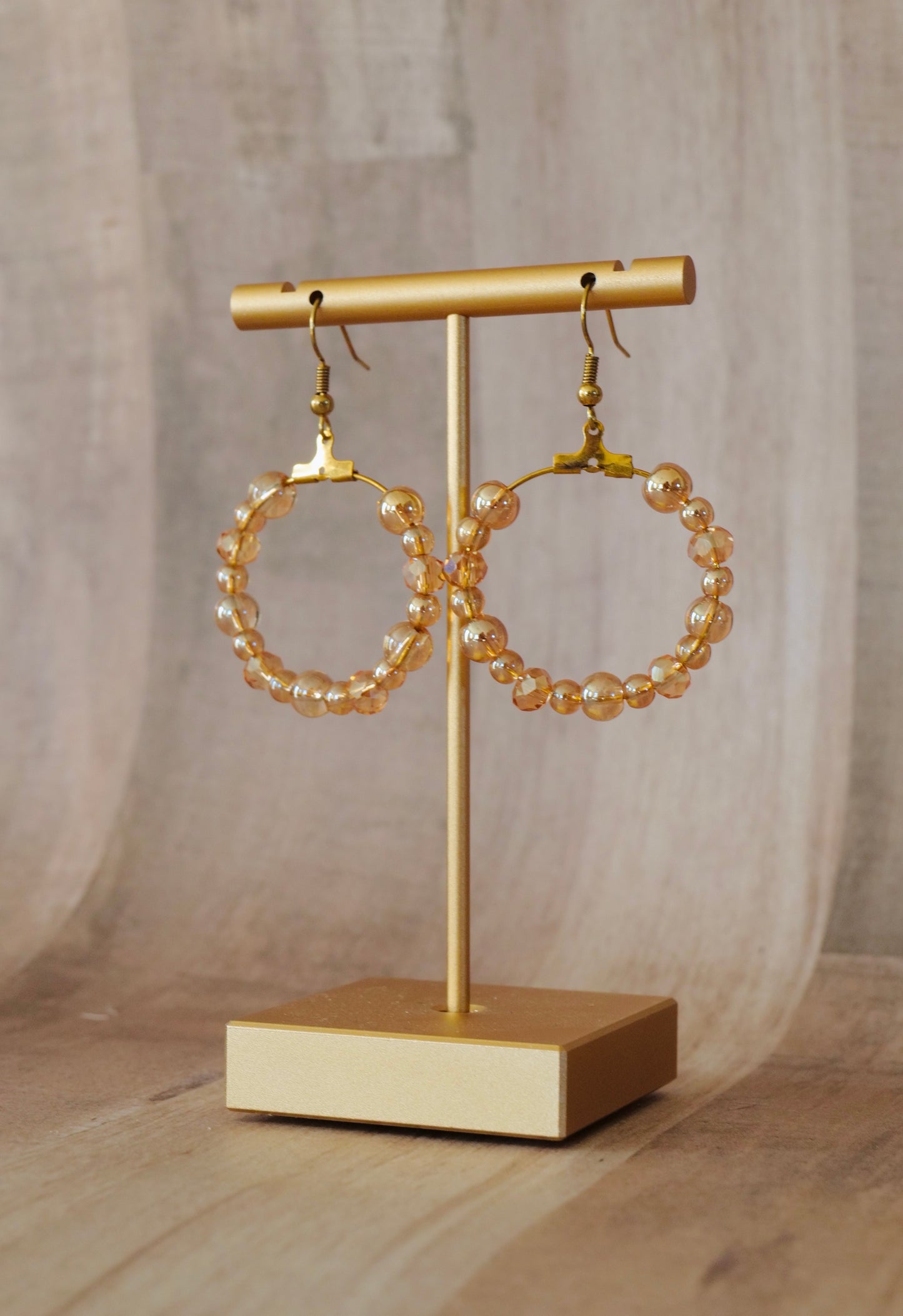 Peach Beaded Hoop Earrings