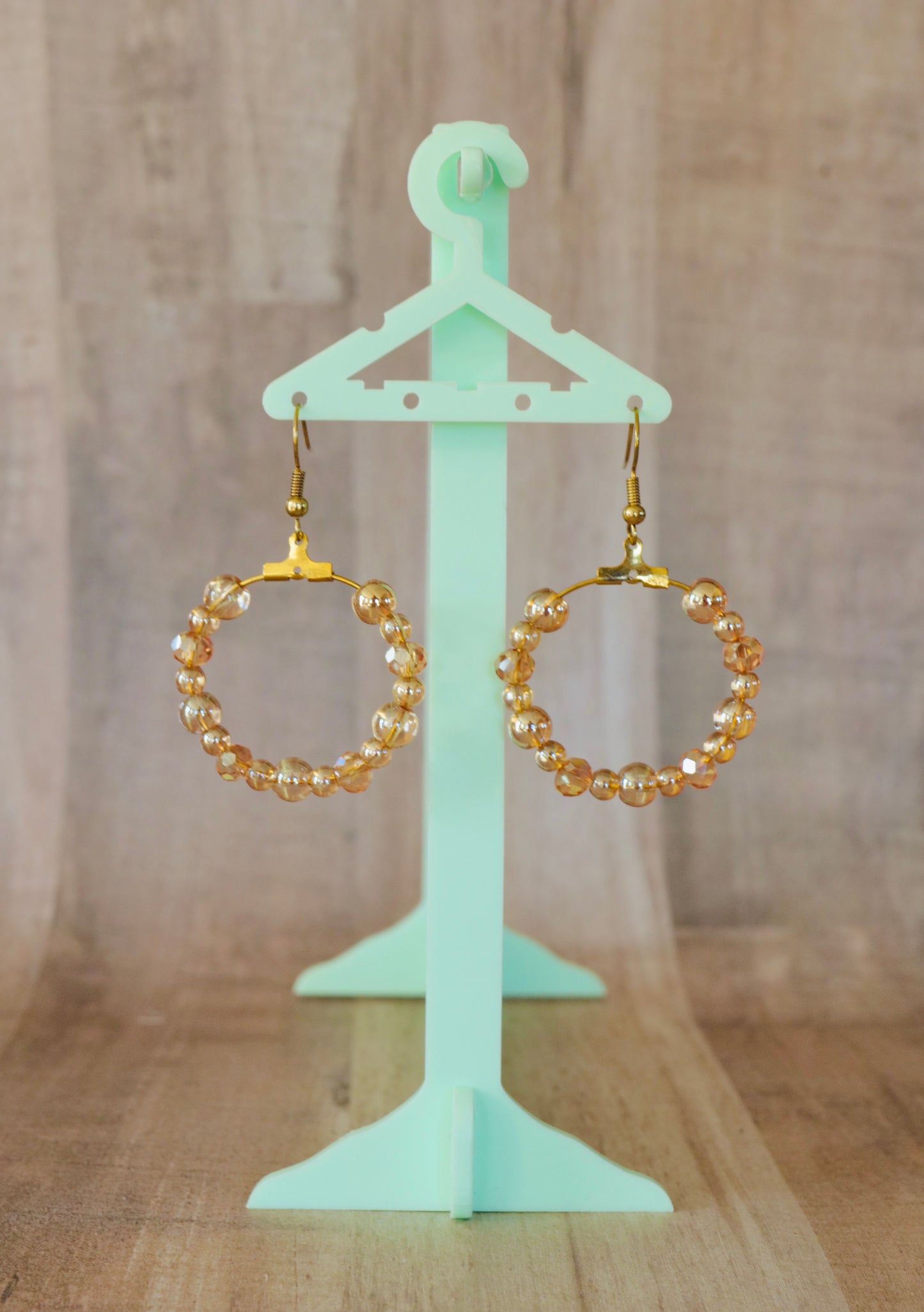 Peach Beaded Hoop Earrings