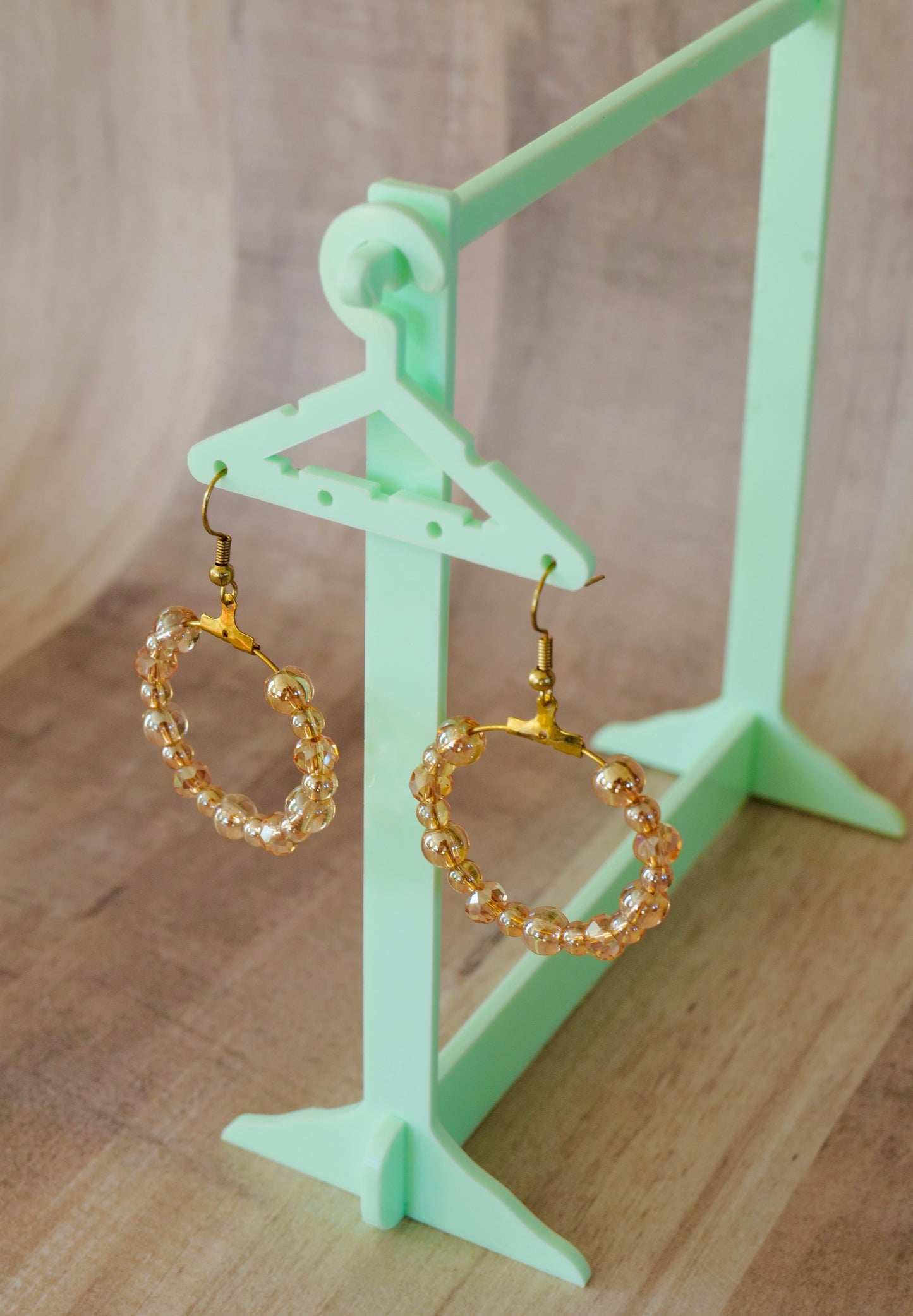 Peach Beaded Hoop Earrings