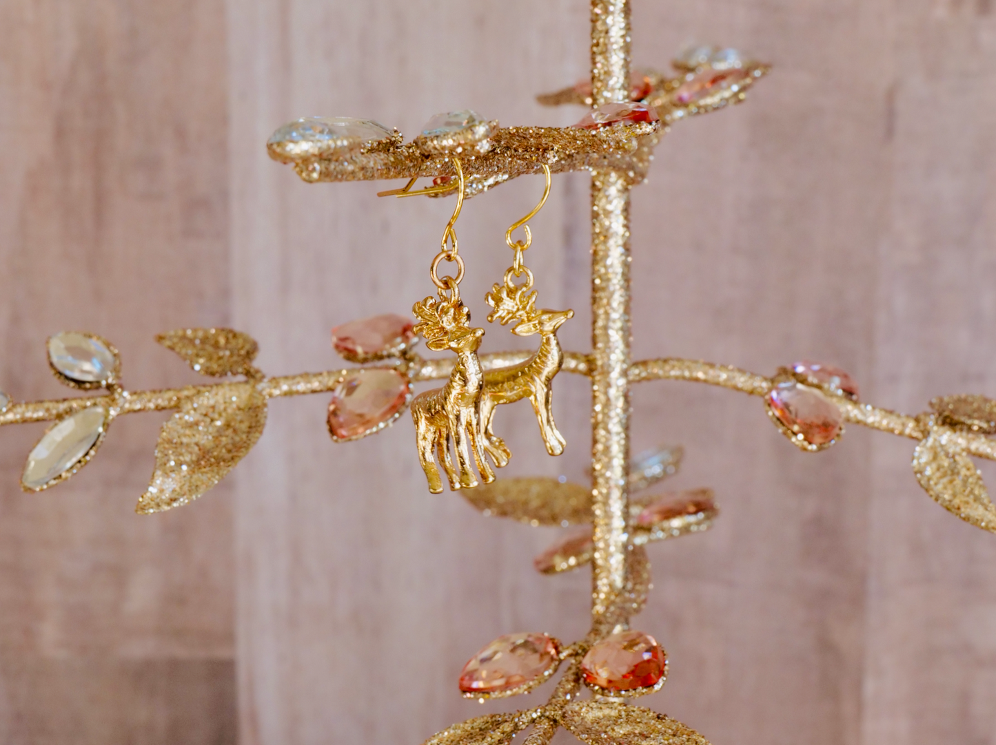 Golden Reindeer Earrings