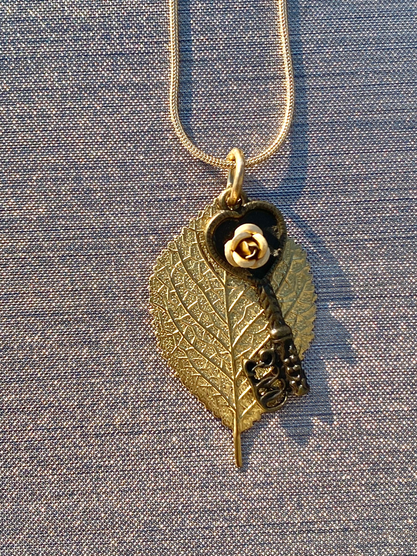 Key To My Heart Gold Leaf Necklace