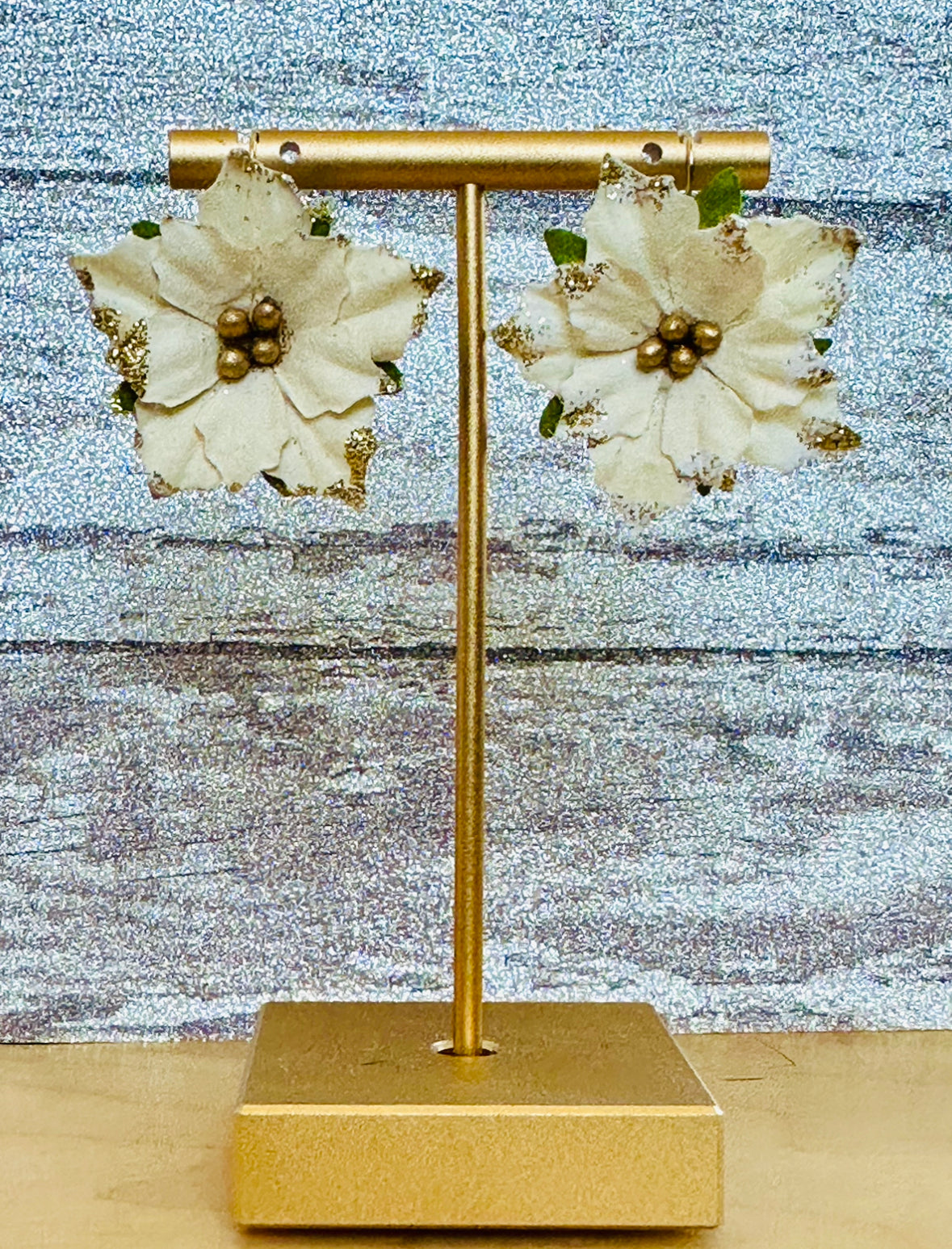 White Poinsettia Earrings