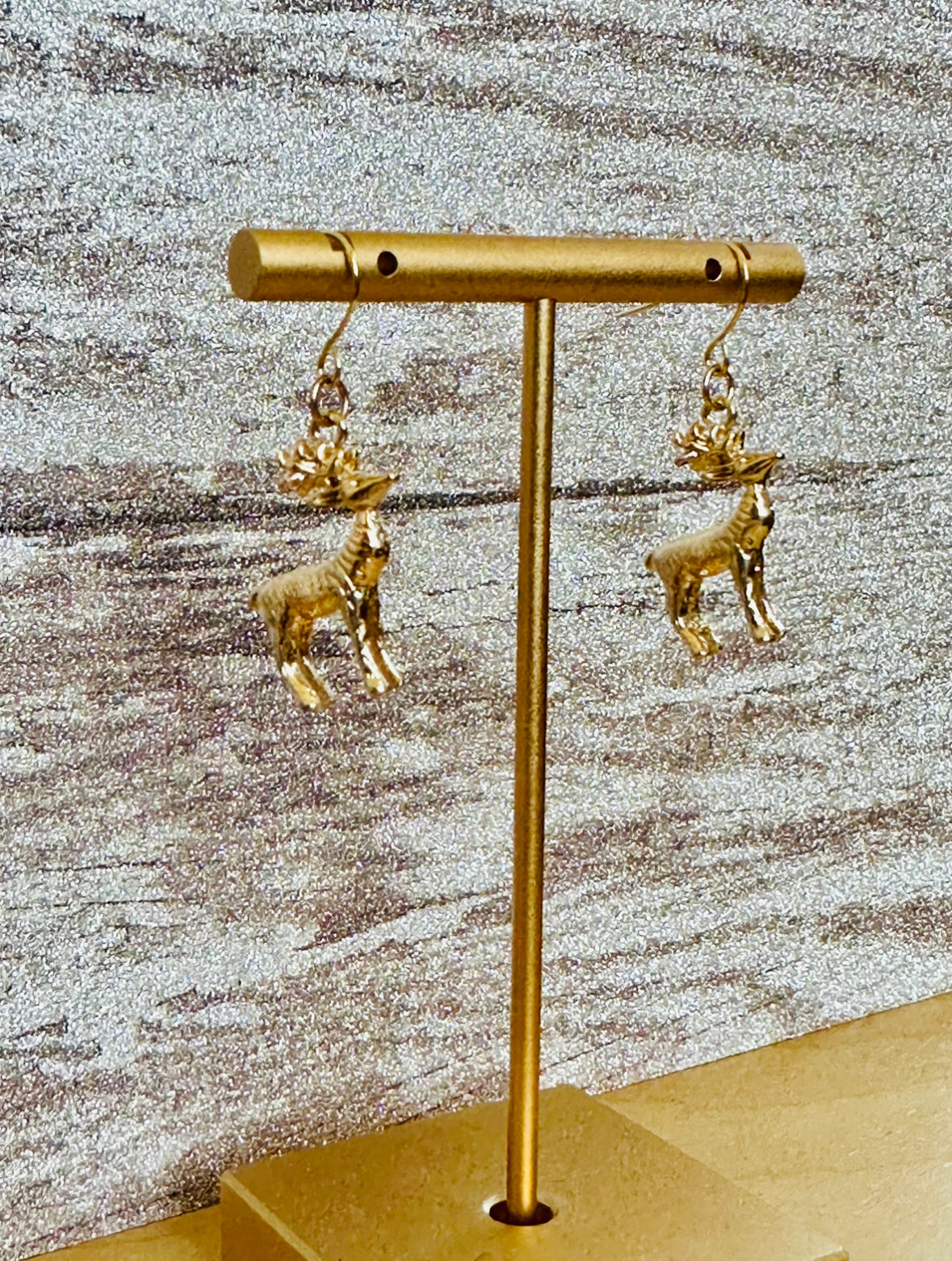 Golden Reindeer Earrings