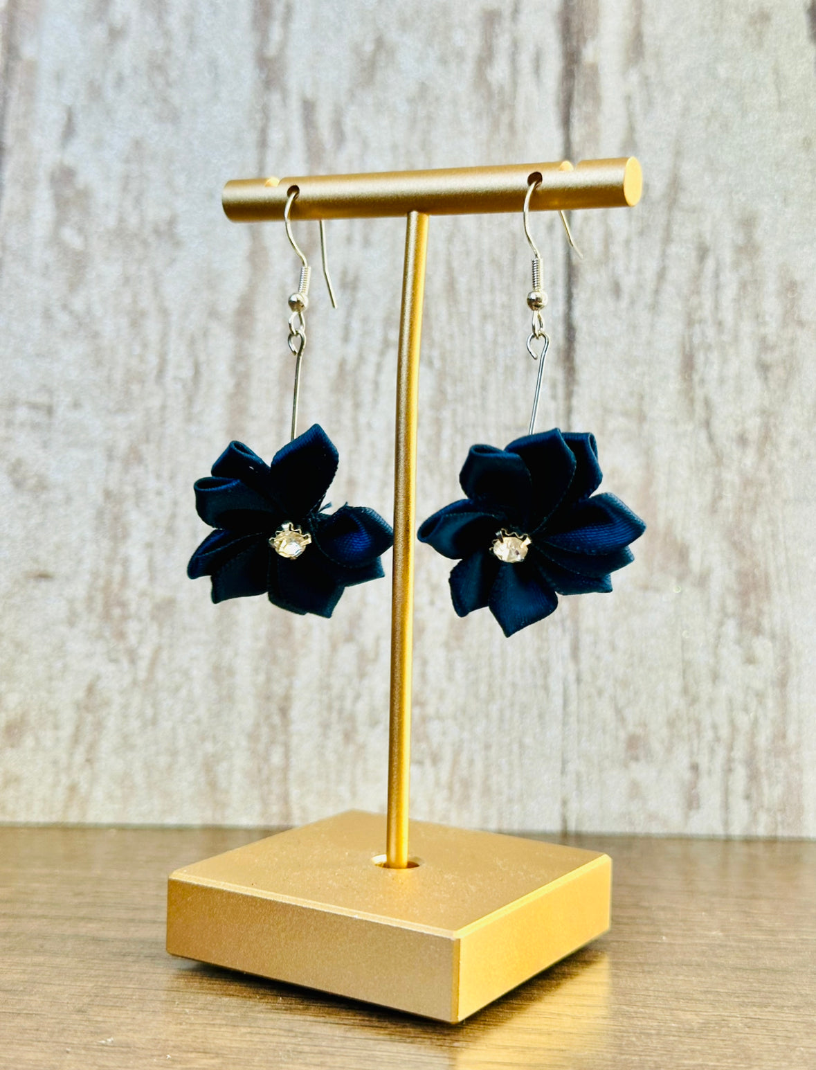 Navy Flower Earrings