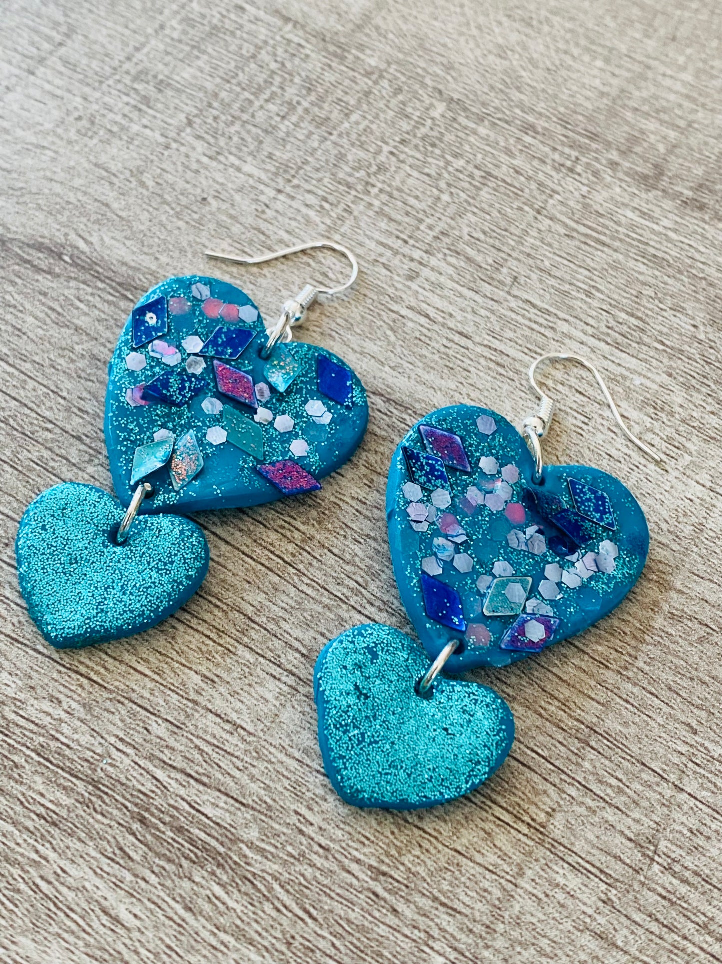 Chunky Blue Glitter Earrings